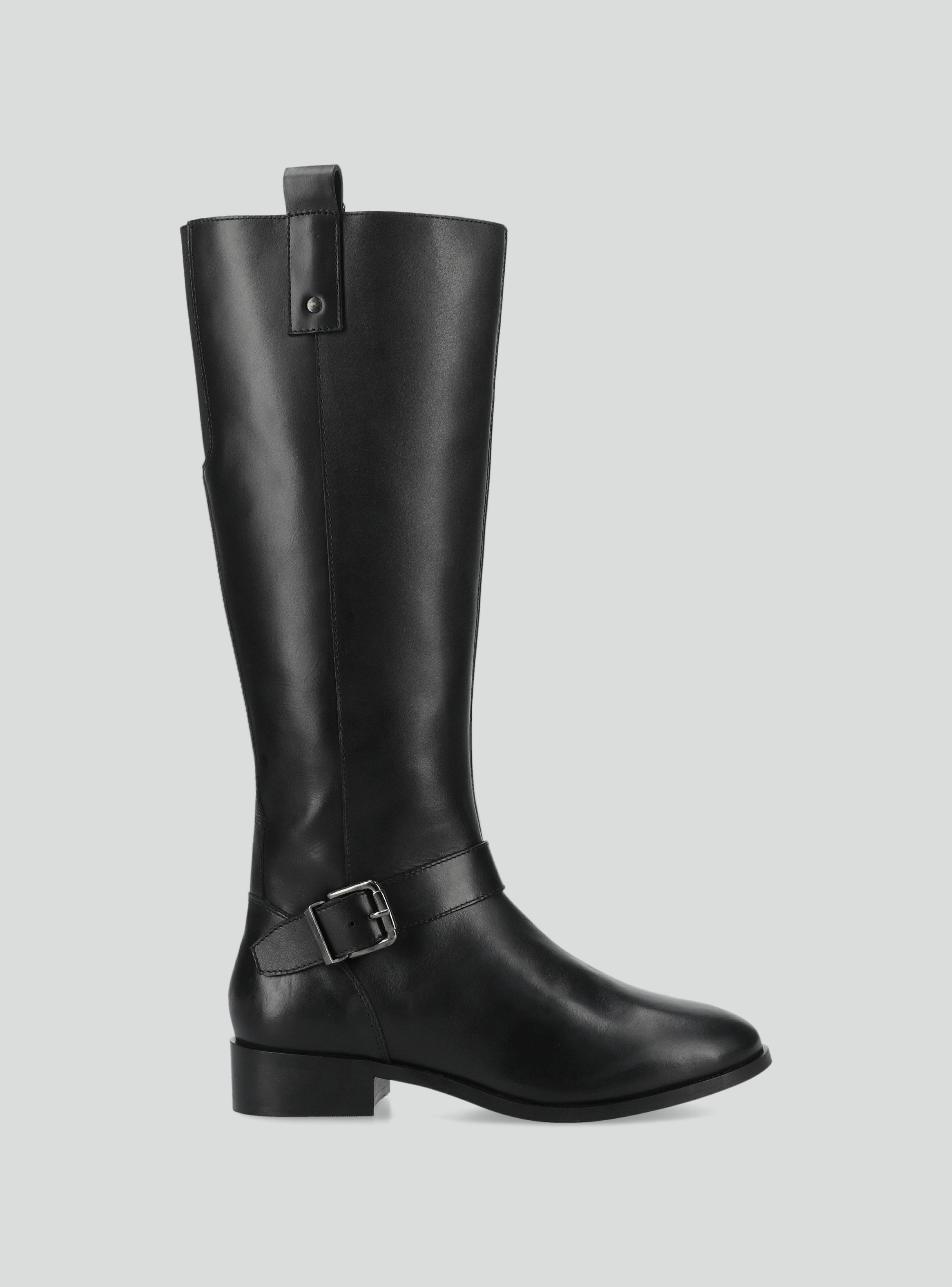 Bota Alta de Cuero con Hebilla Metálica Mujer-1