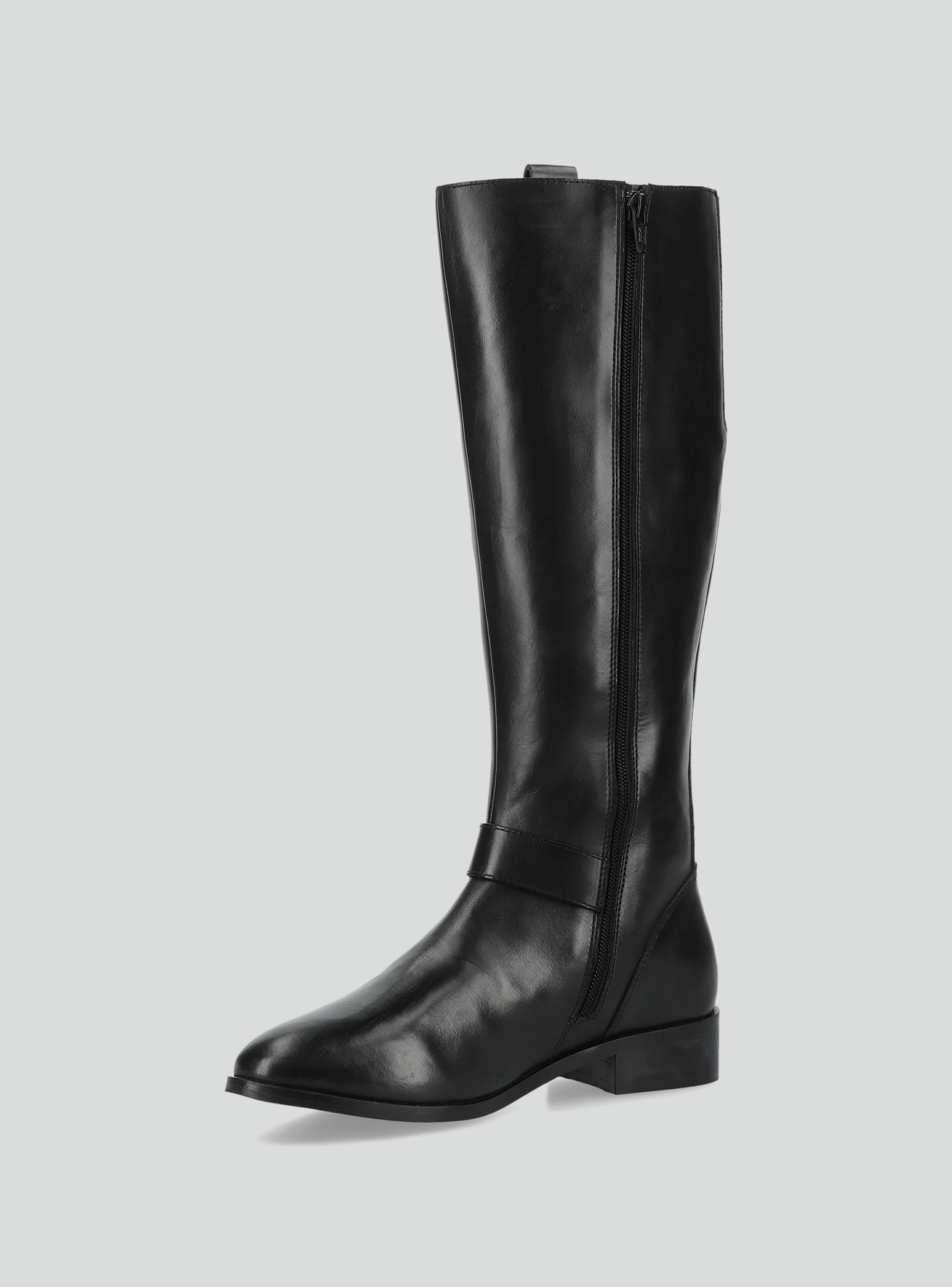 Bota Alta de Cuero con Hebilla Metálica Mujer-2