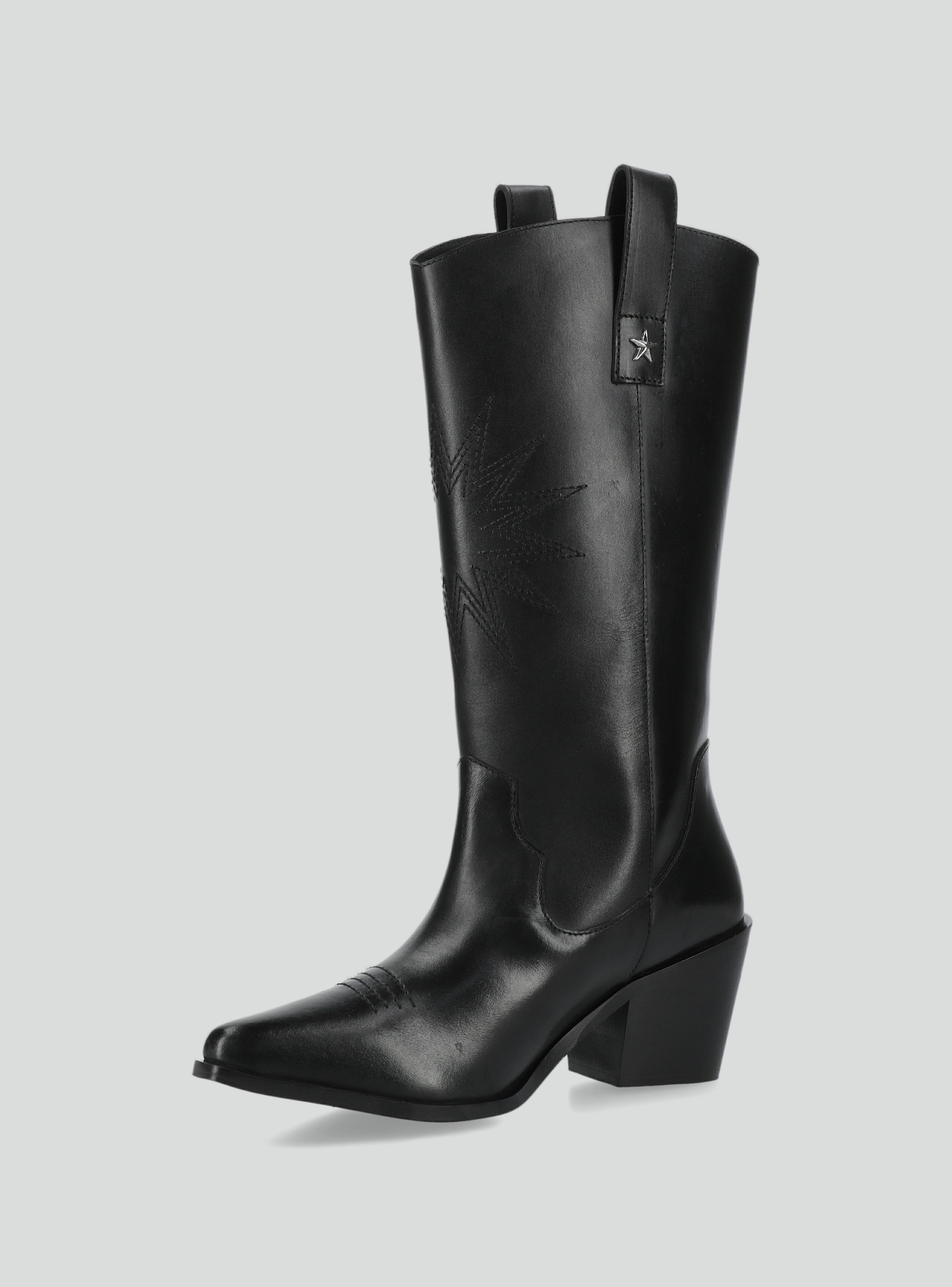 Bota Cuero con Puntera Metálica Diseño Bordado Mujer-2