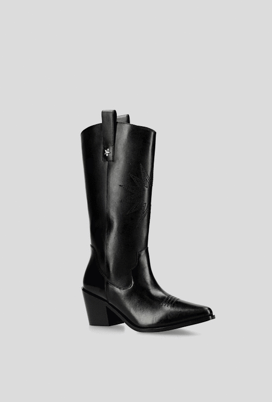 Bota Cuero con Puntera Metálica Diseño Bordado Mujer-4