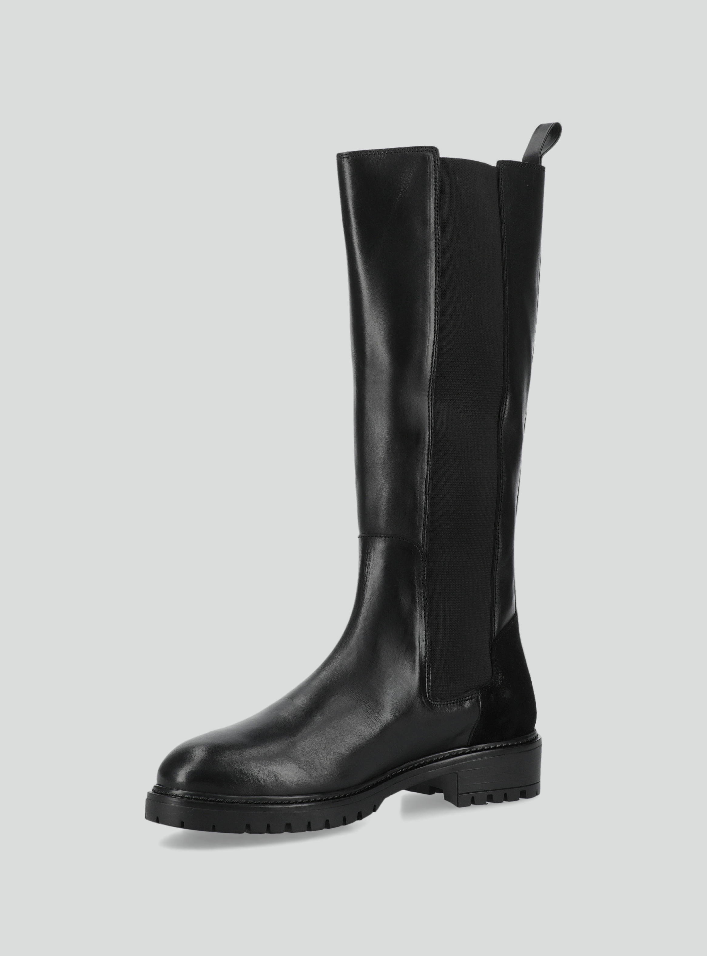 Bota Alta Cuero Elástico Lateral Mujer-2