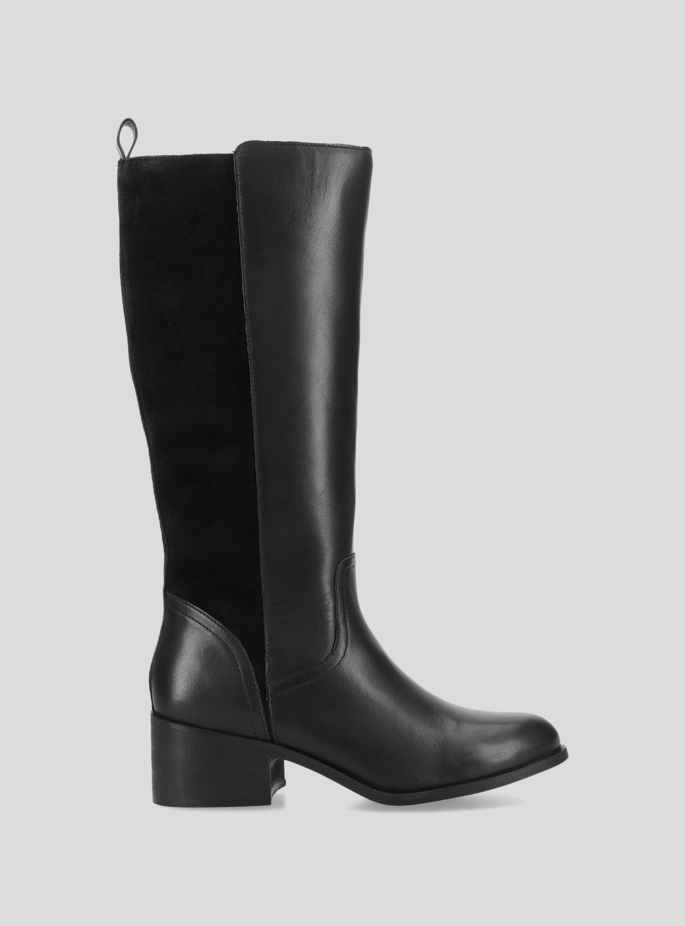 Bota de Cuero Alta con Gamuza  Parte Posterior Mujer-1