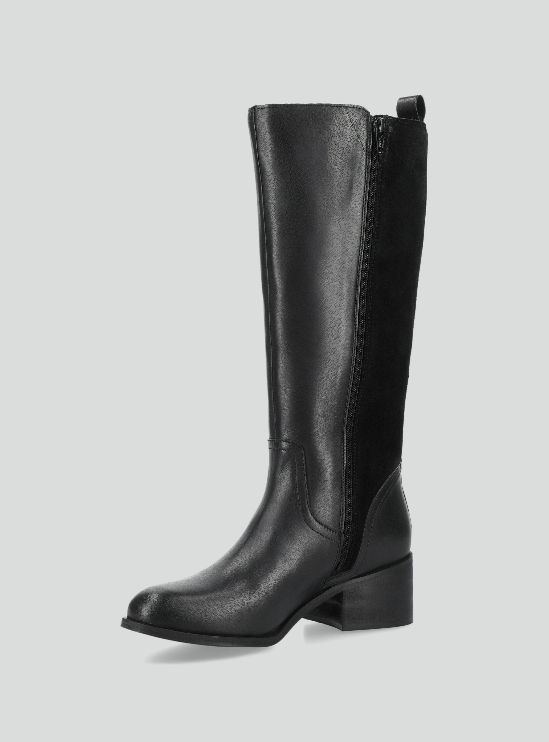 Bota de Cuero Alta con Gamuza  Parte Posterior Mujer-2