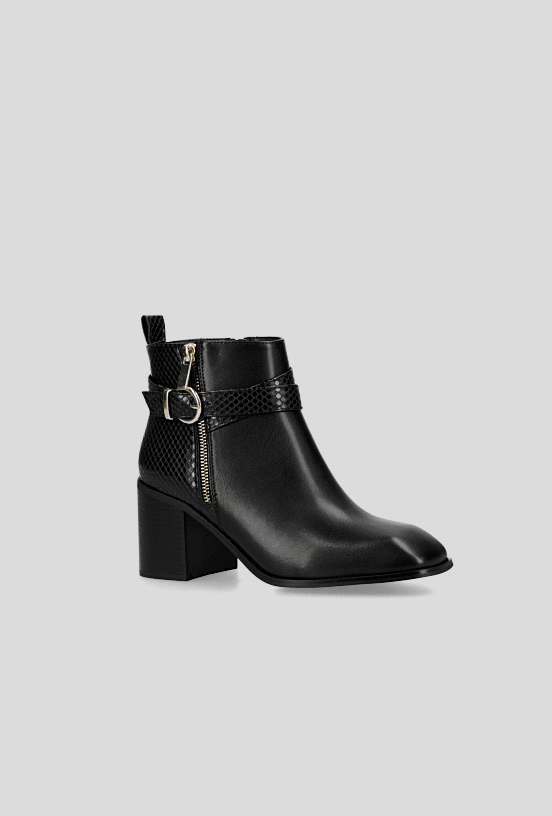 Botín con Textura y Correa decorativa Mujer-5