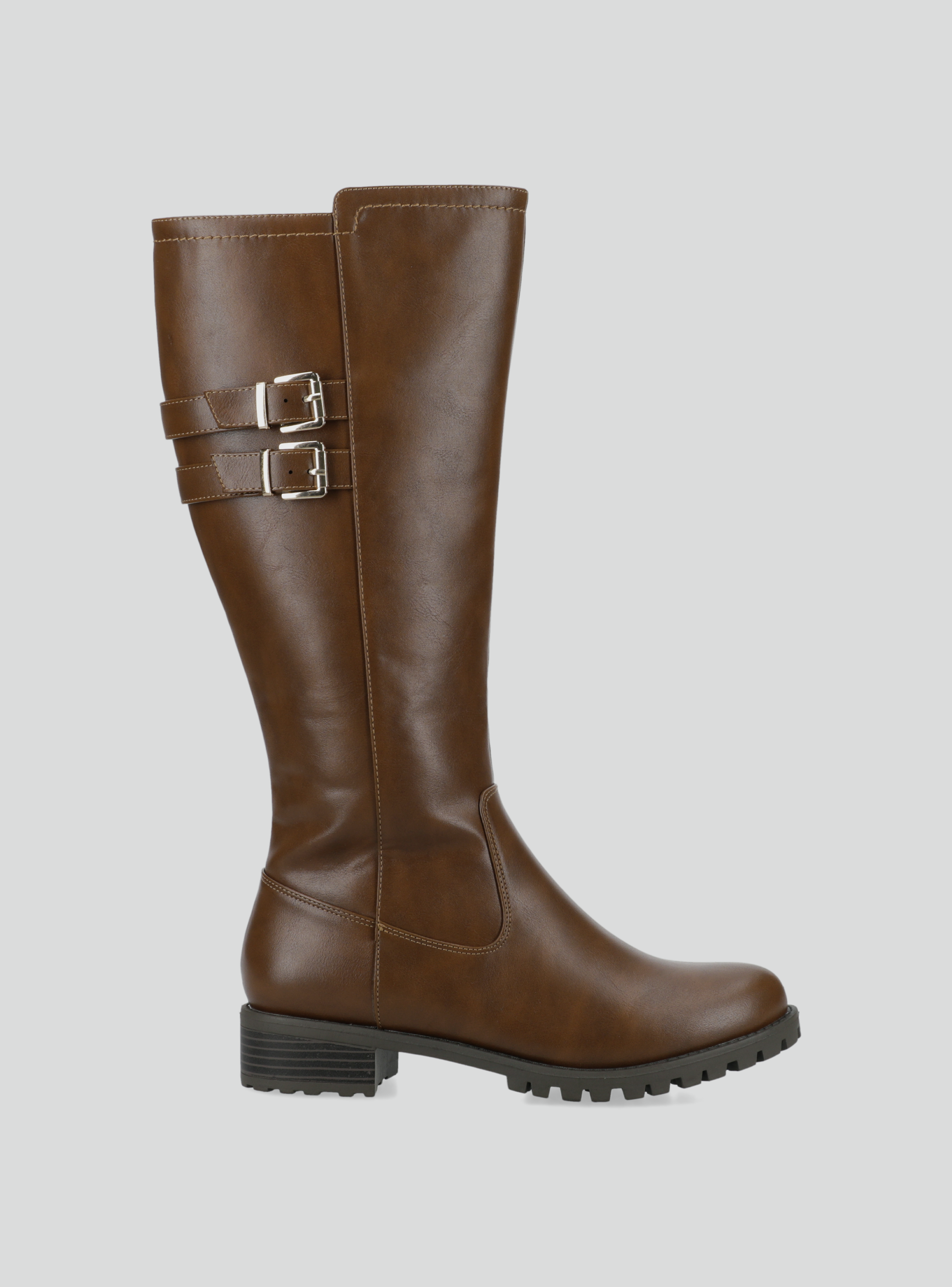 Bota Alta con Hebillas Metálicas Mujer-1