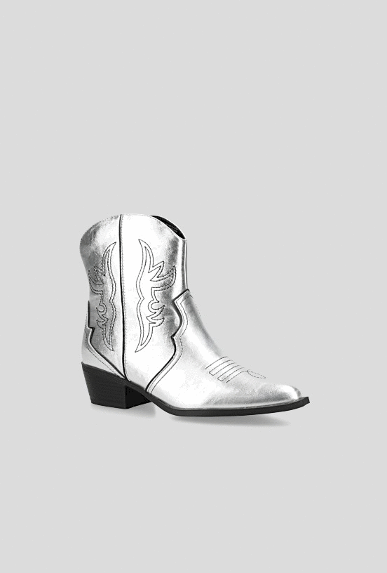 Botín Diseño Vaquero con Bordados Metalizada Mujer-5