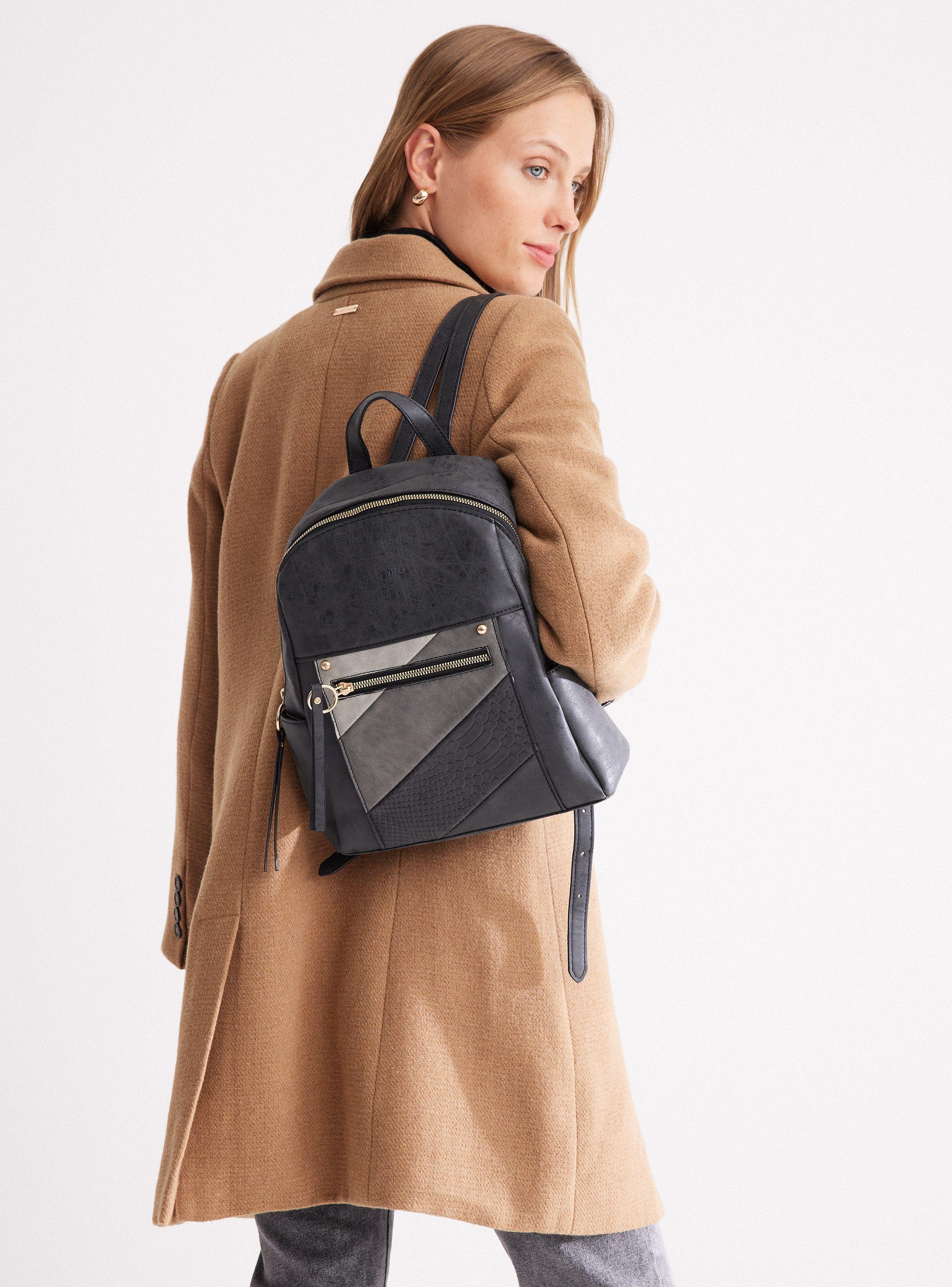 Mochila Con Bolsillo Frontal En Patchwork-0