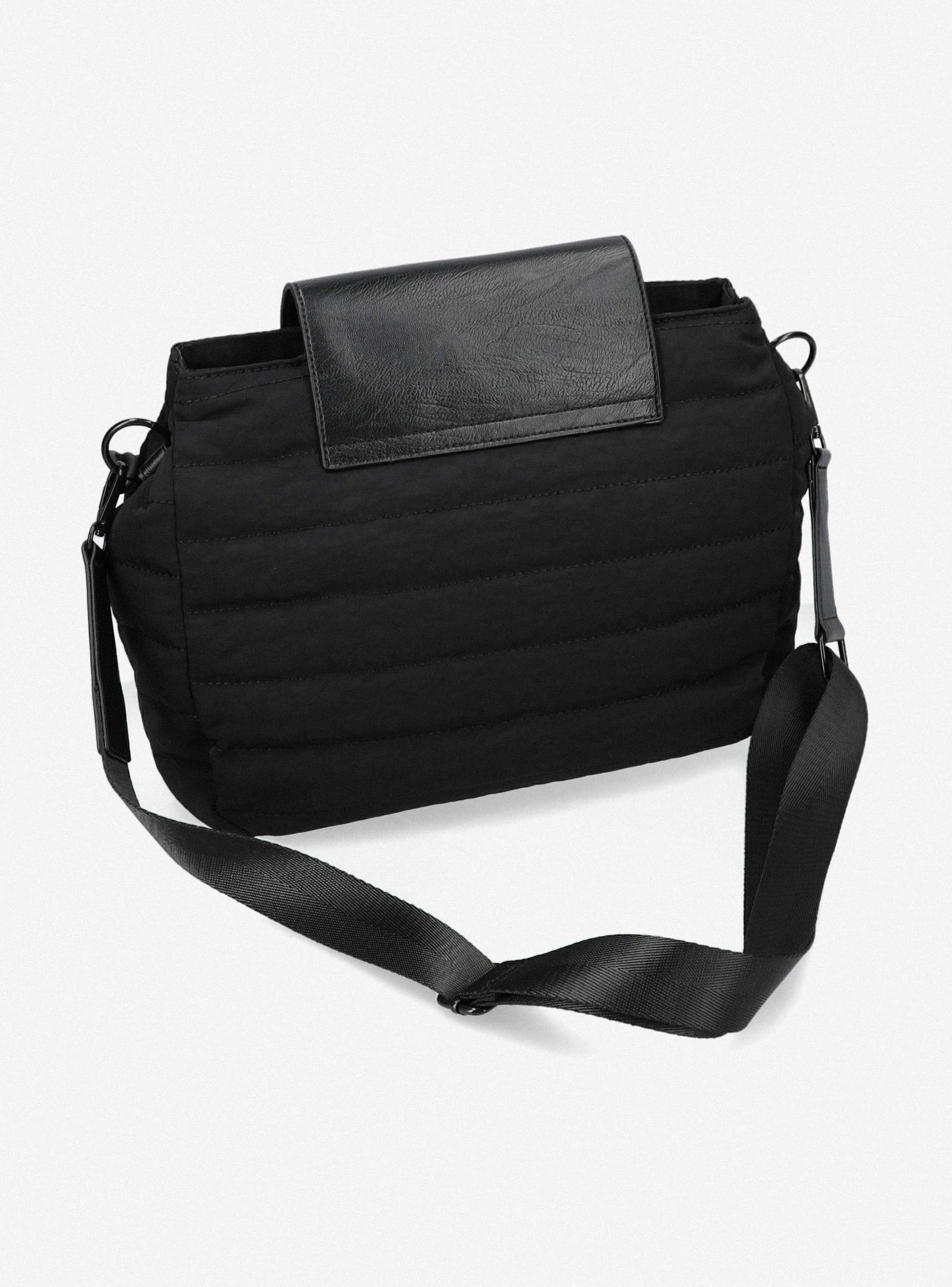 Cartera Textil con Tapeta de Pu y Cadena Decorativa-4