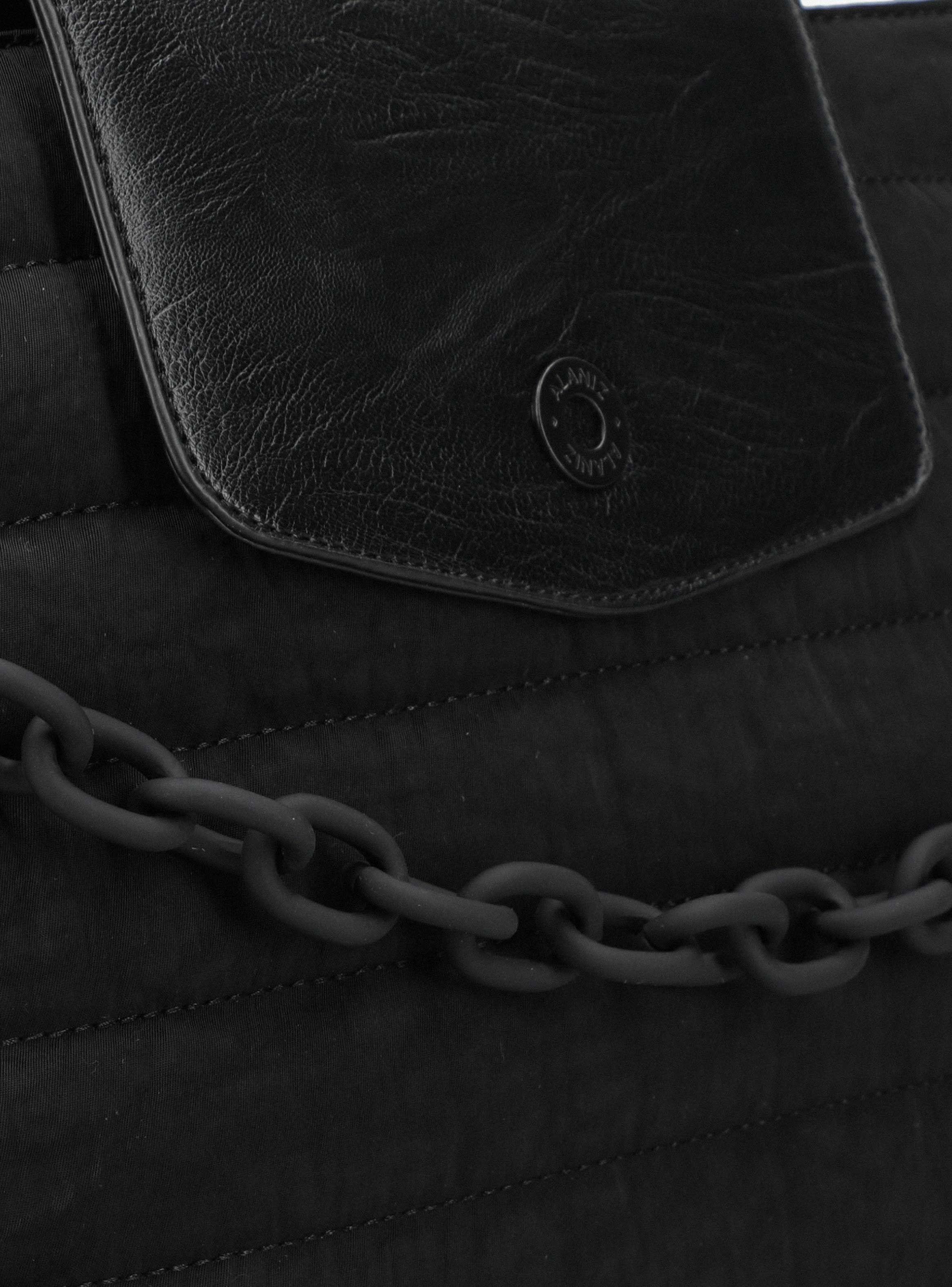 Cartera Textil con Tapeta de Pu y Cadena Decorativa-6