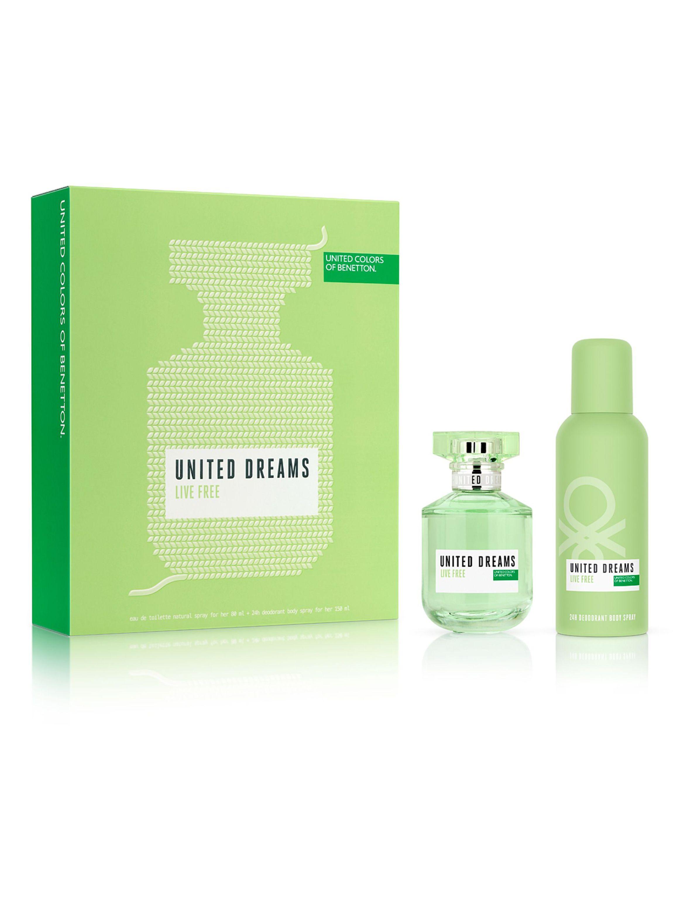 Set Perfume Benetton U.D. Live Free EDT 80 ml + Desodorante 150 ml-1