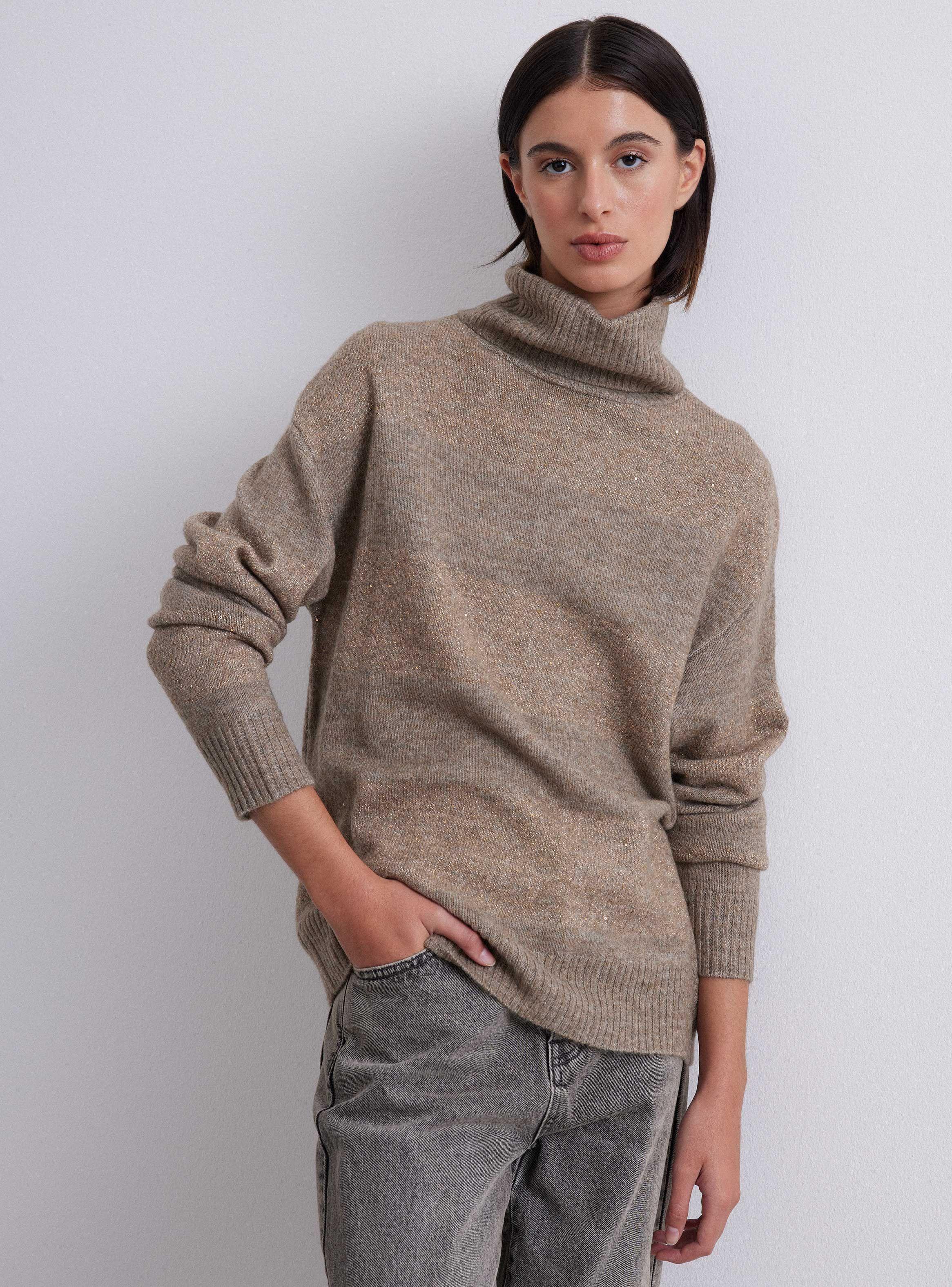 Sweater Cuello Tortuga Rayado Lentejuelas-0