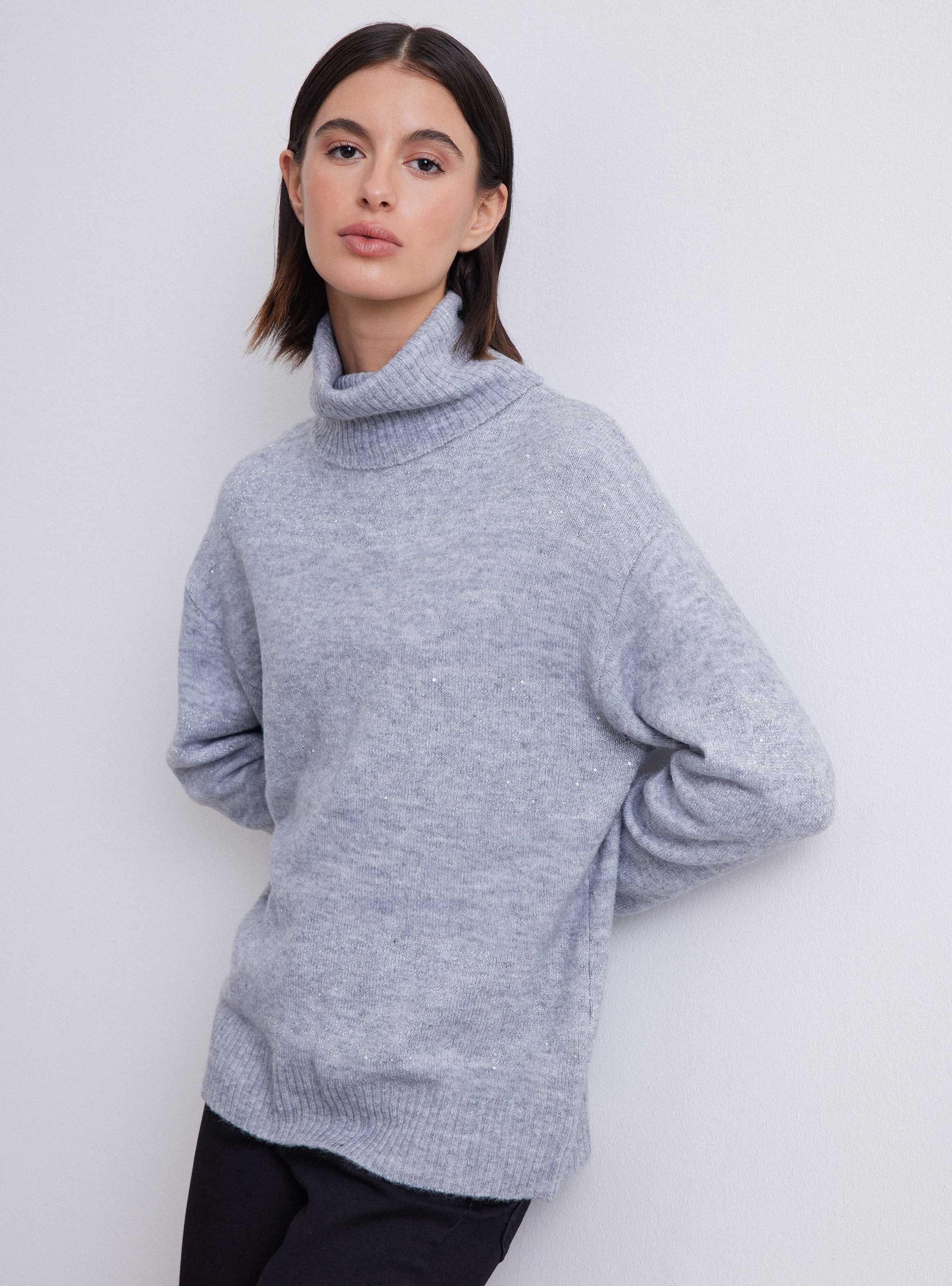 Sweater Cuello Tortuga Rayado Lentejuelas-0