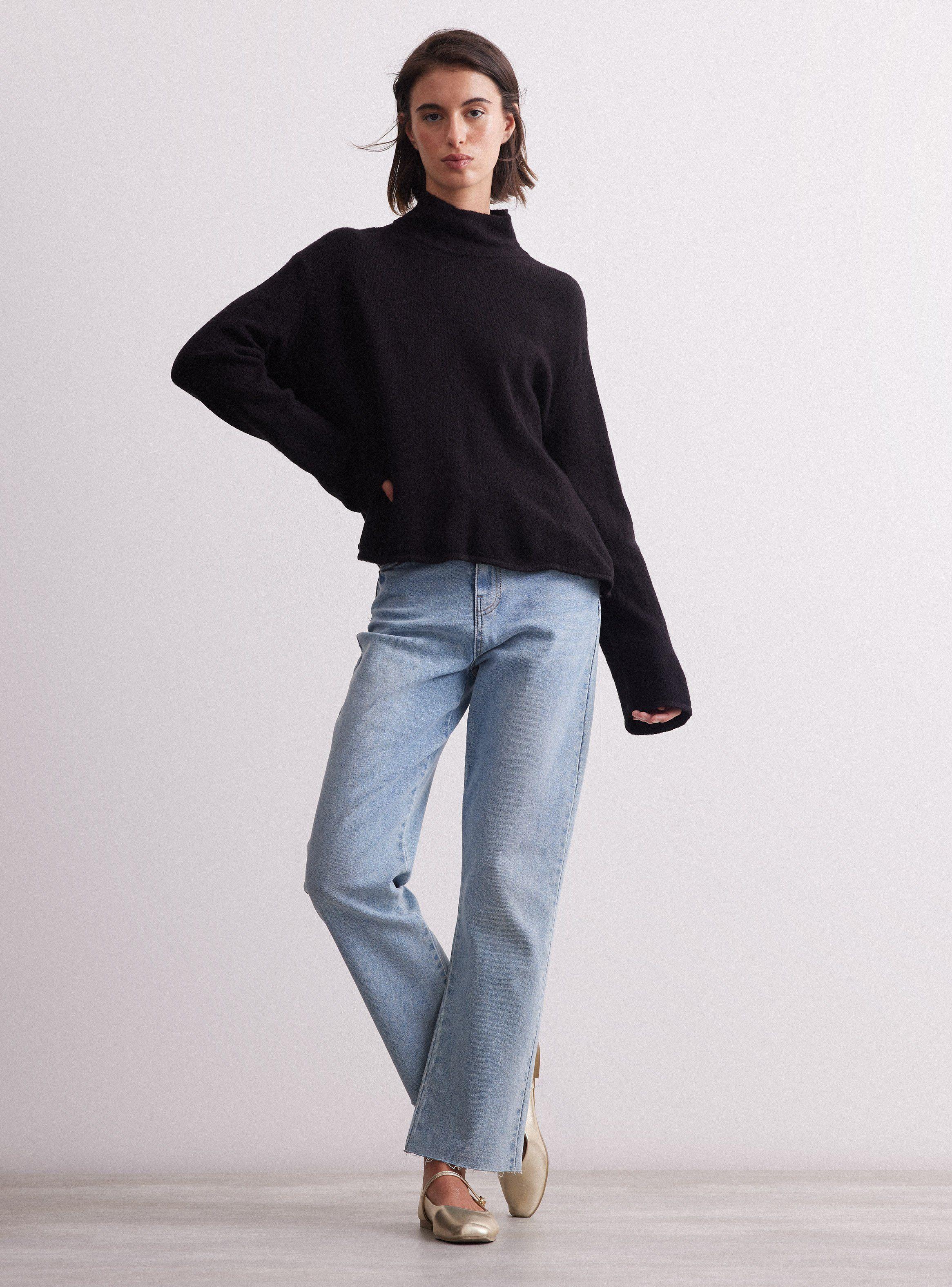 Sweater Holgado Cuello Alto Con Lana-4