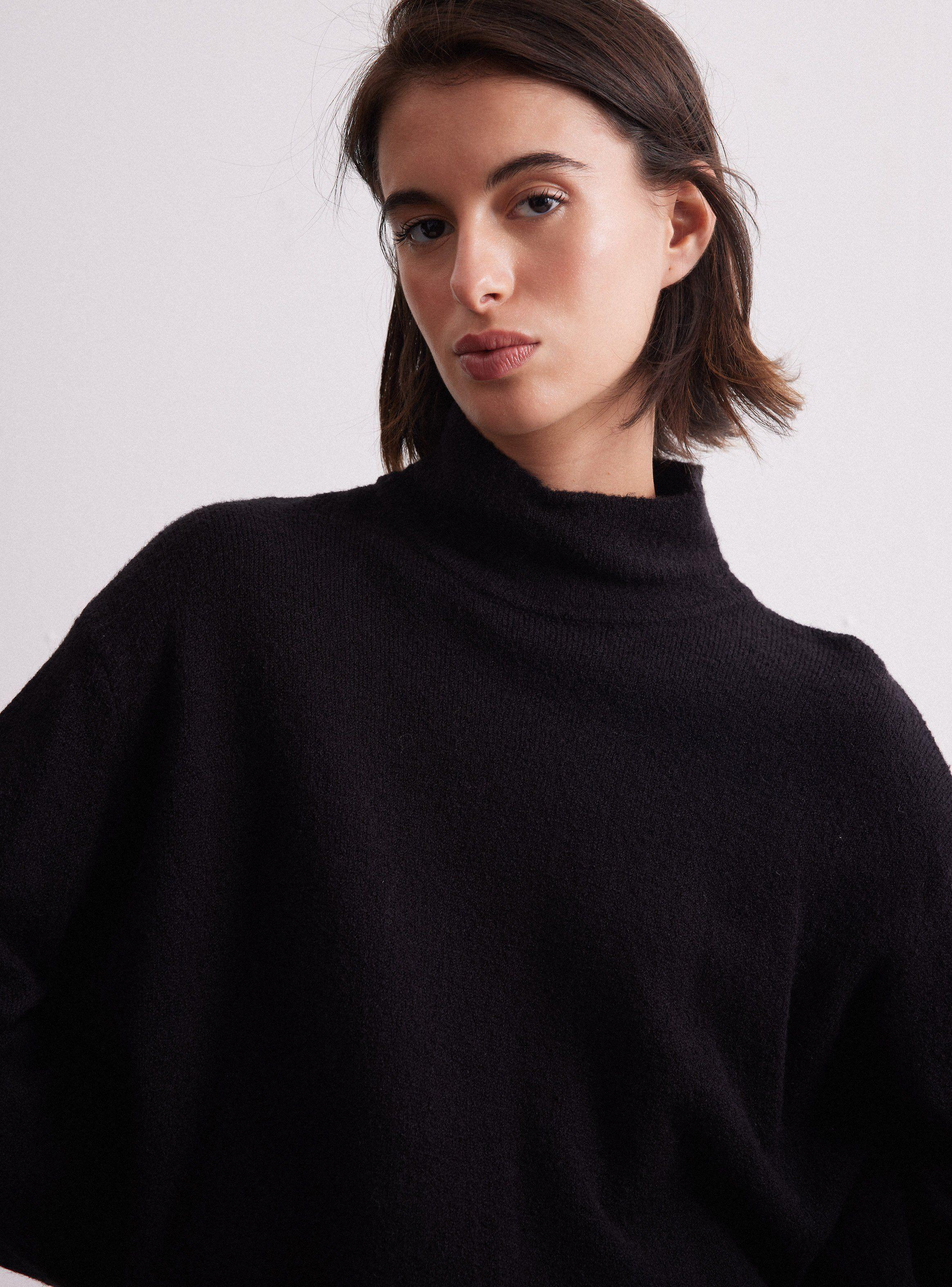 Sweater Holgado Cuello Alto Con Lana-2