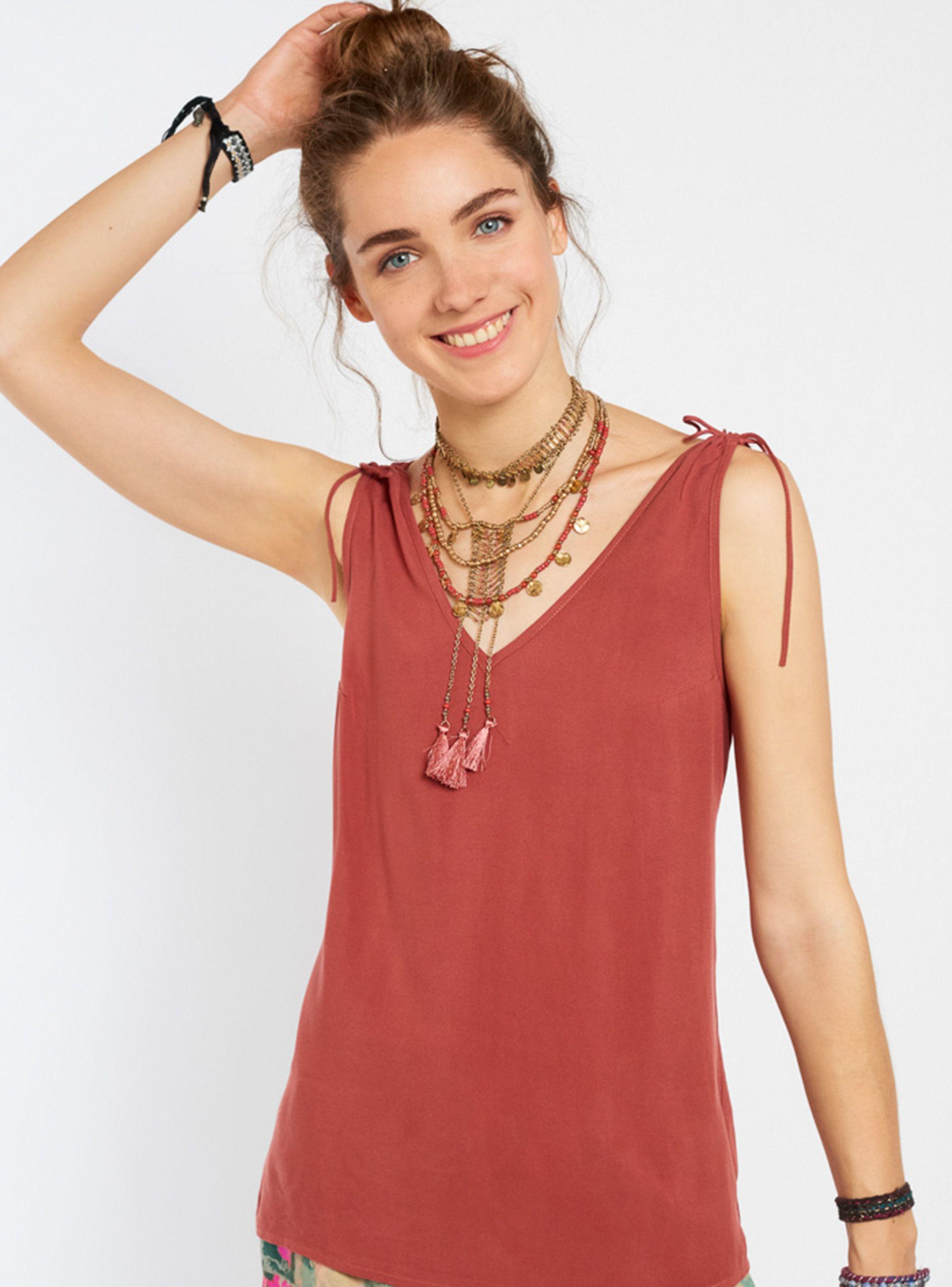 Polera con Amarras en Hombros y Escote en V-0