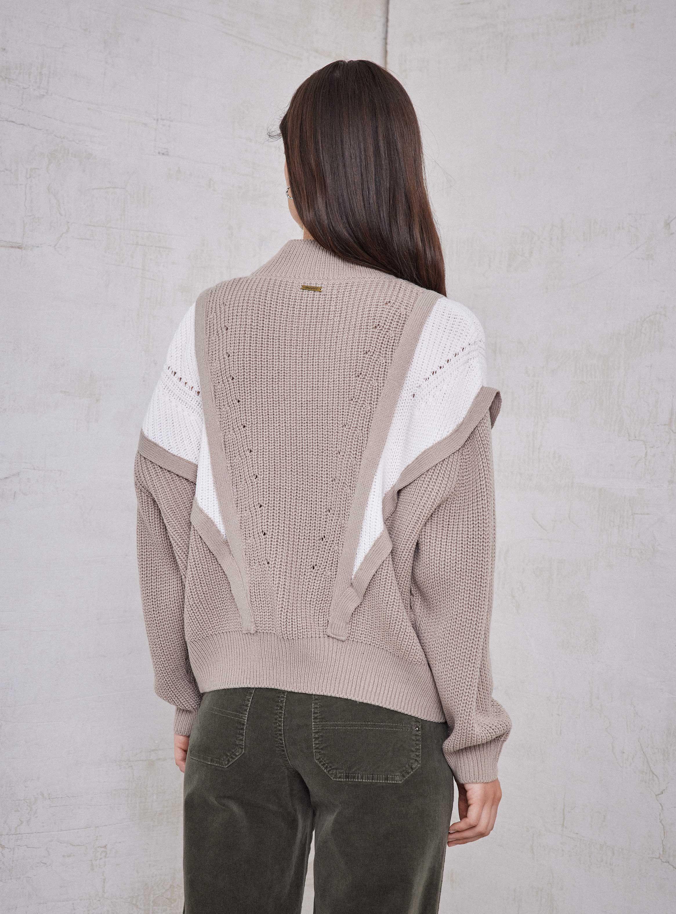 Sweater Bloques De Color Con Cuello Alto-1