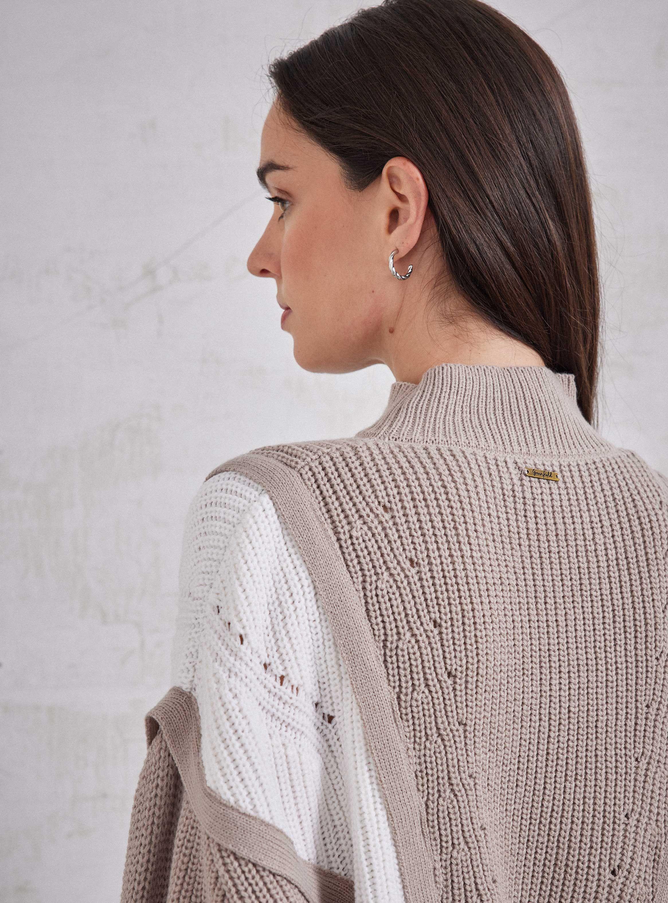 Sweater Bloques De Color Con Cuello Alto-4