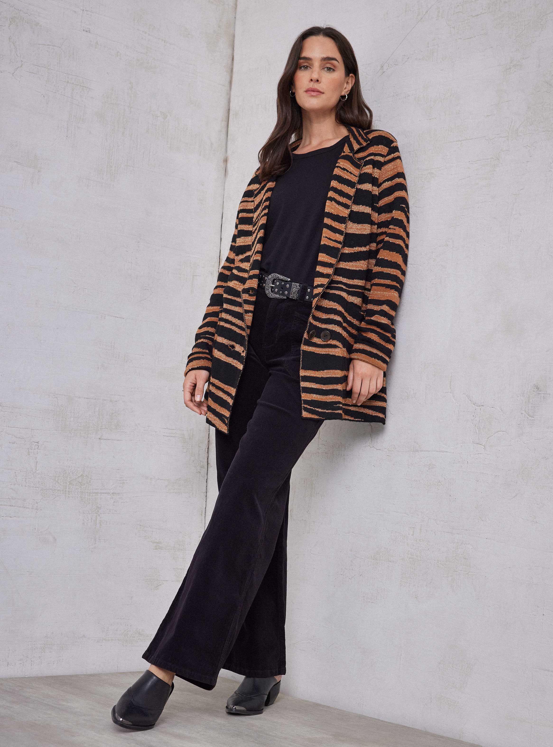 Chaleco Con Lana Tipo Blazer Tejido Con Diseño-4