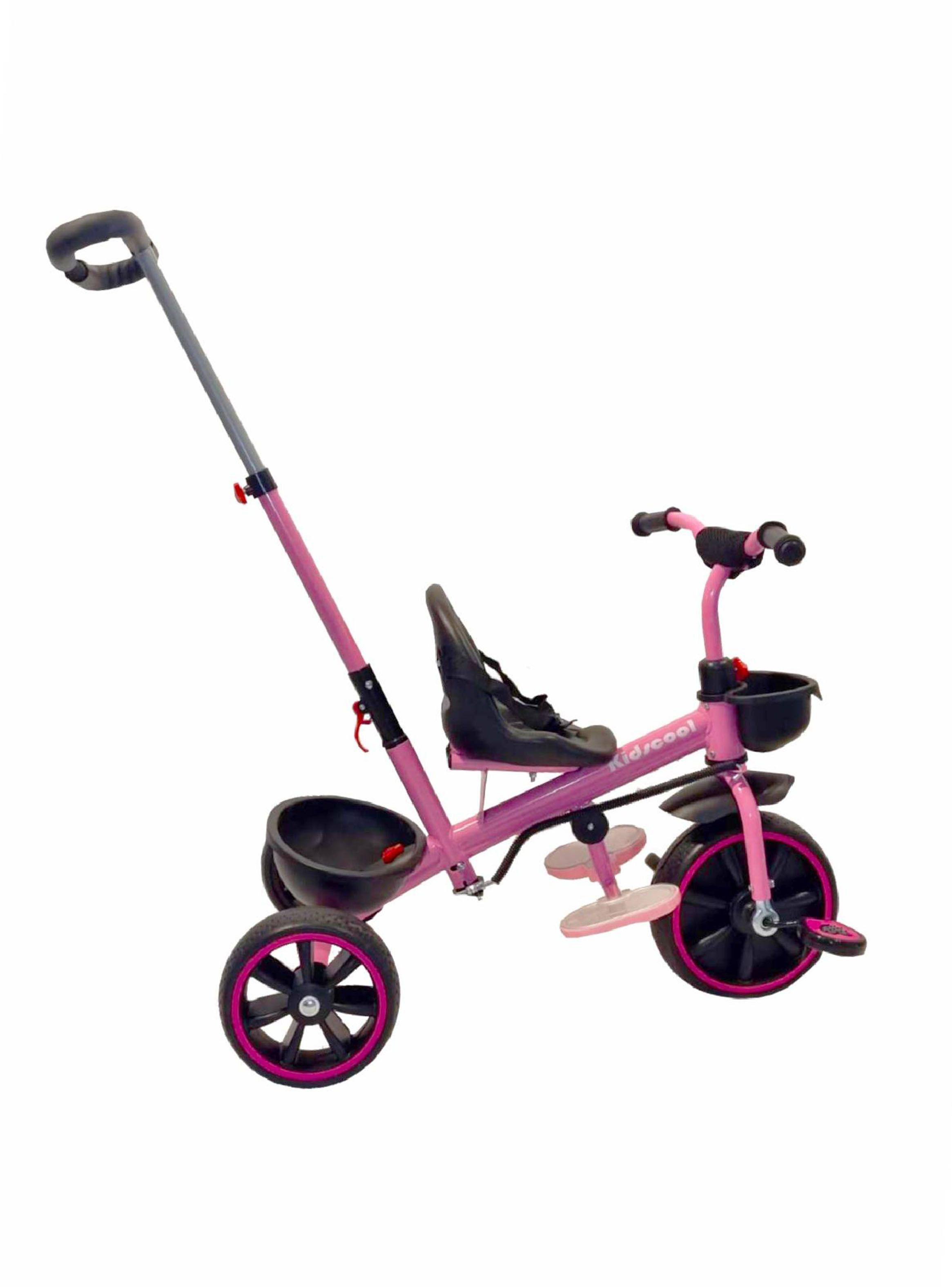 Triciclo con Manilla Parental y Canasto Rosado Maxi-2