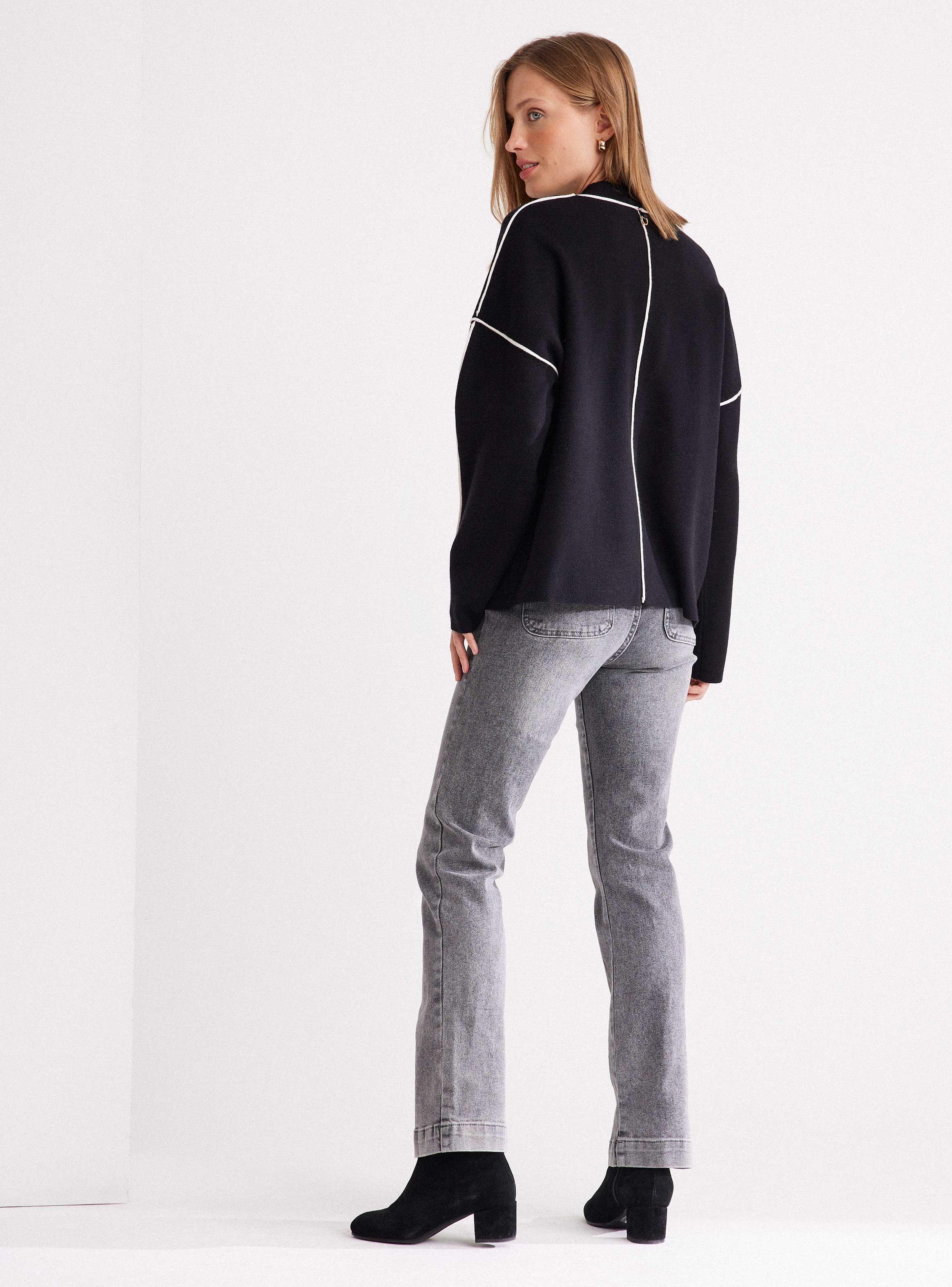 Sweater Cuello Alto con Vivo en Contraste-5