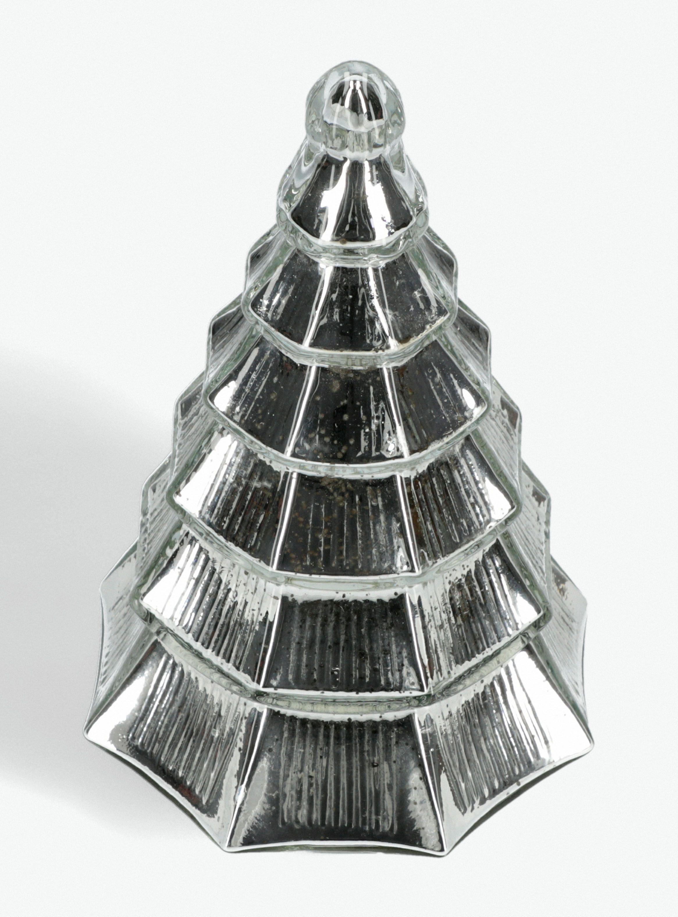 Pino Navidad Vidrio 26 cm Plata-1