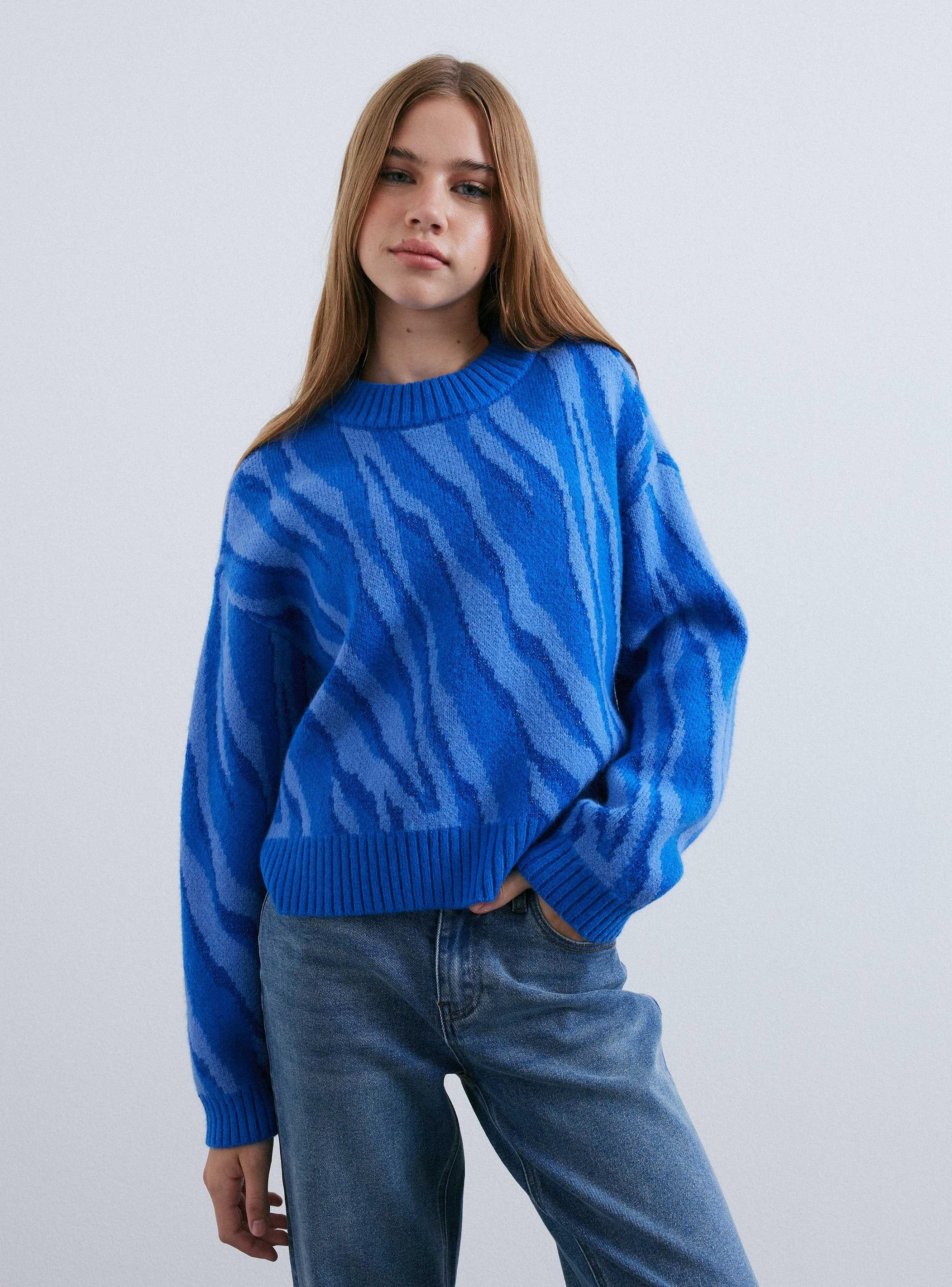Sweater Con Lurex Cuello Redondo-0