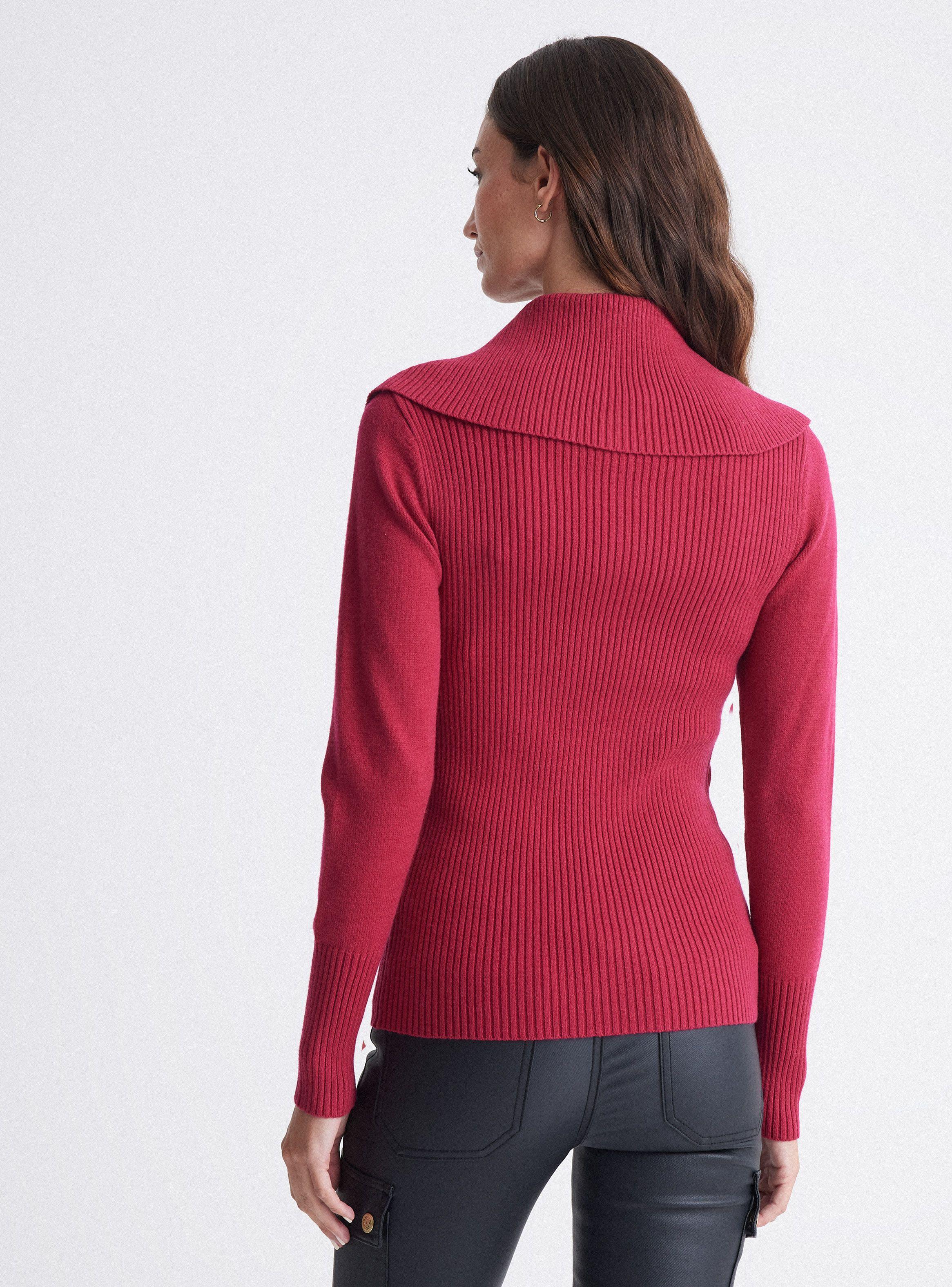 Sweater Acanalado Cuello Alto Y Cierre-1