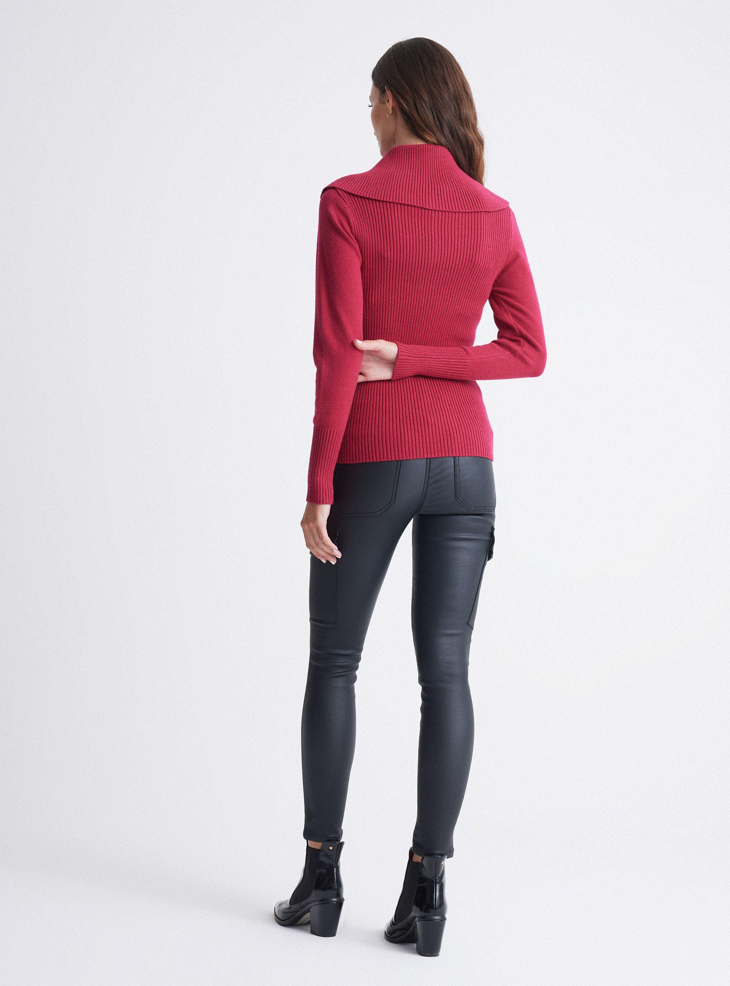 Sweater Acanalado Cuello Alto Y Cierre-5