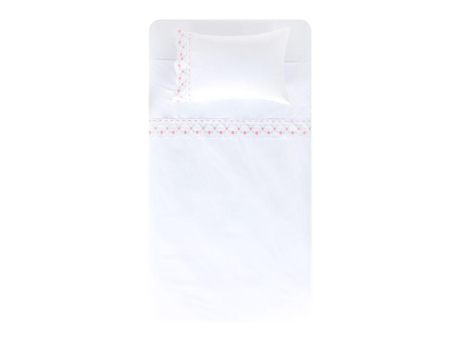 Sábanas 1.5 Plazas 180 Hilos Broderie Rosado-2