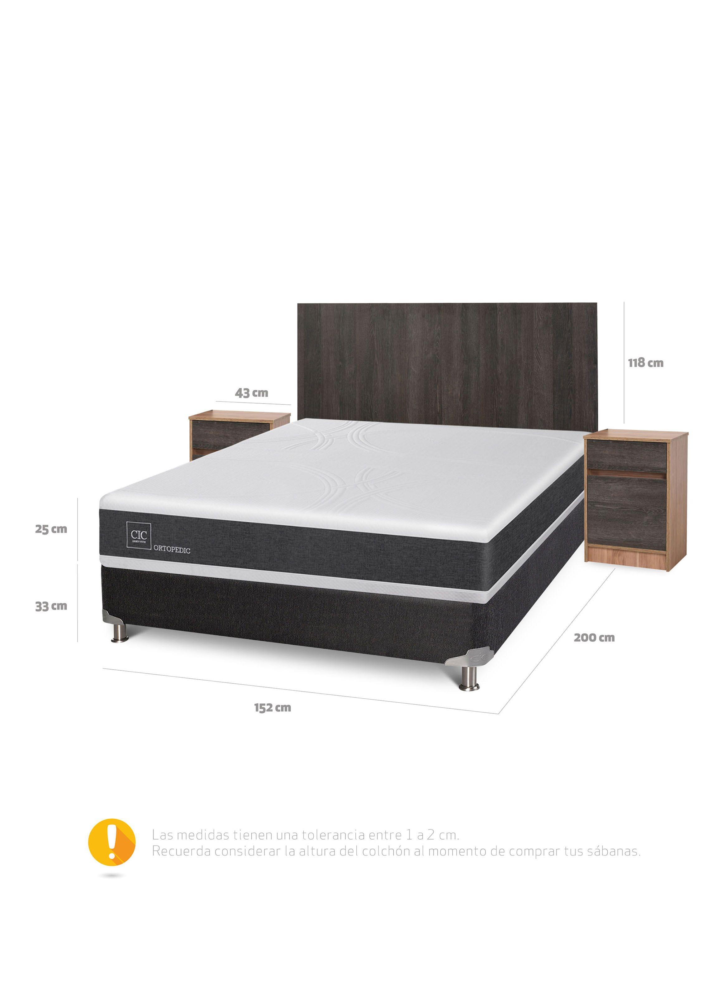 Box Spring New Ortopedic B5 Black 2 Plazas Base Normal + Set Muebles Espresso-1