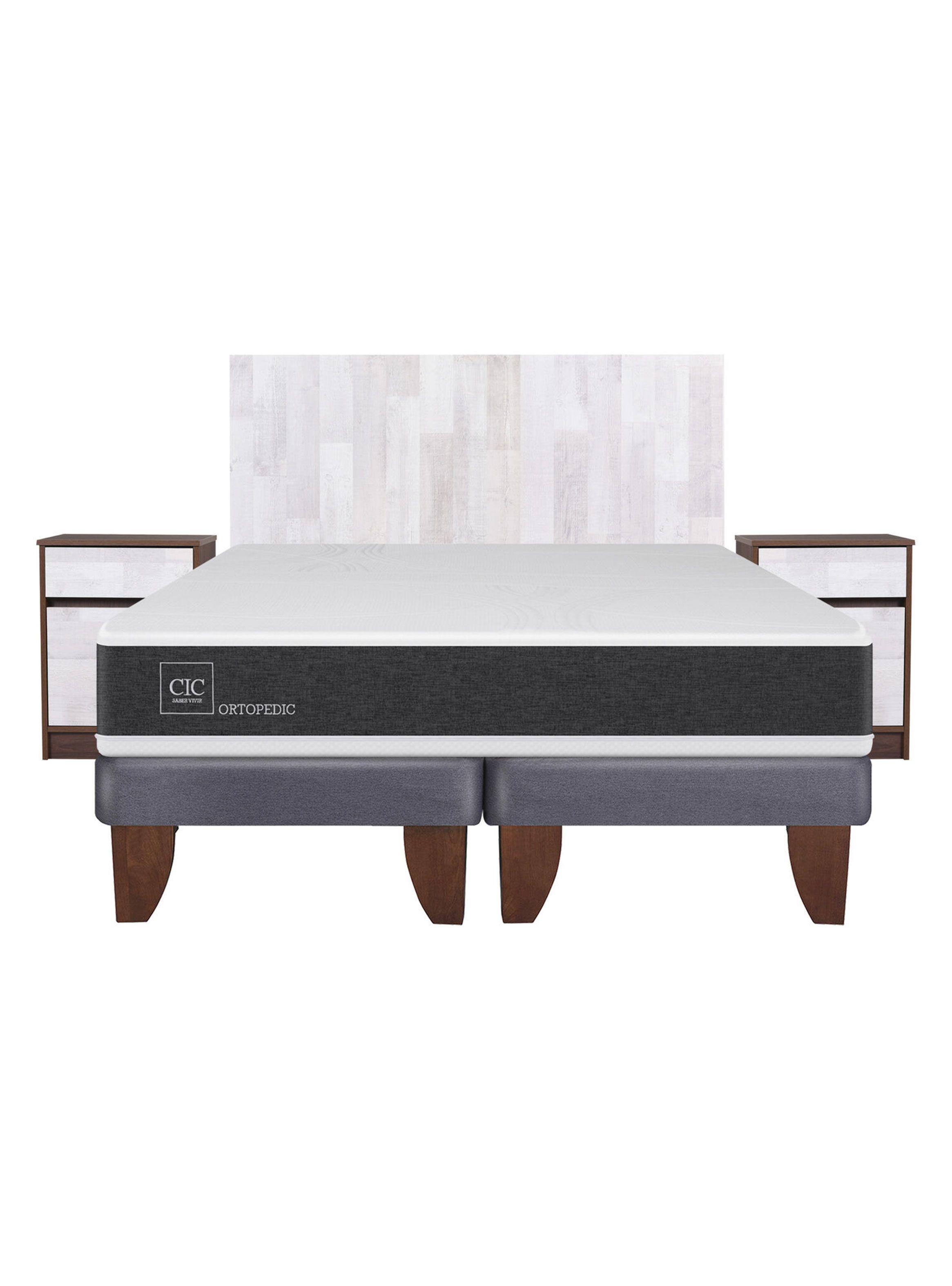 Cama Europea New Ortopedic 2 Plazas Base Dividida + Set Muebles Legno-2