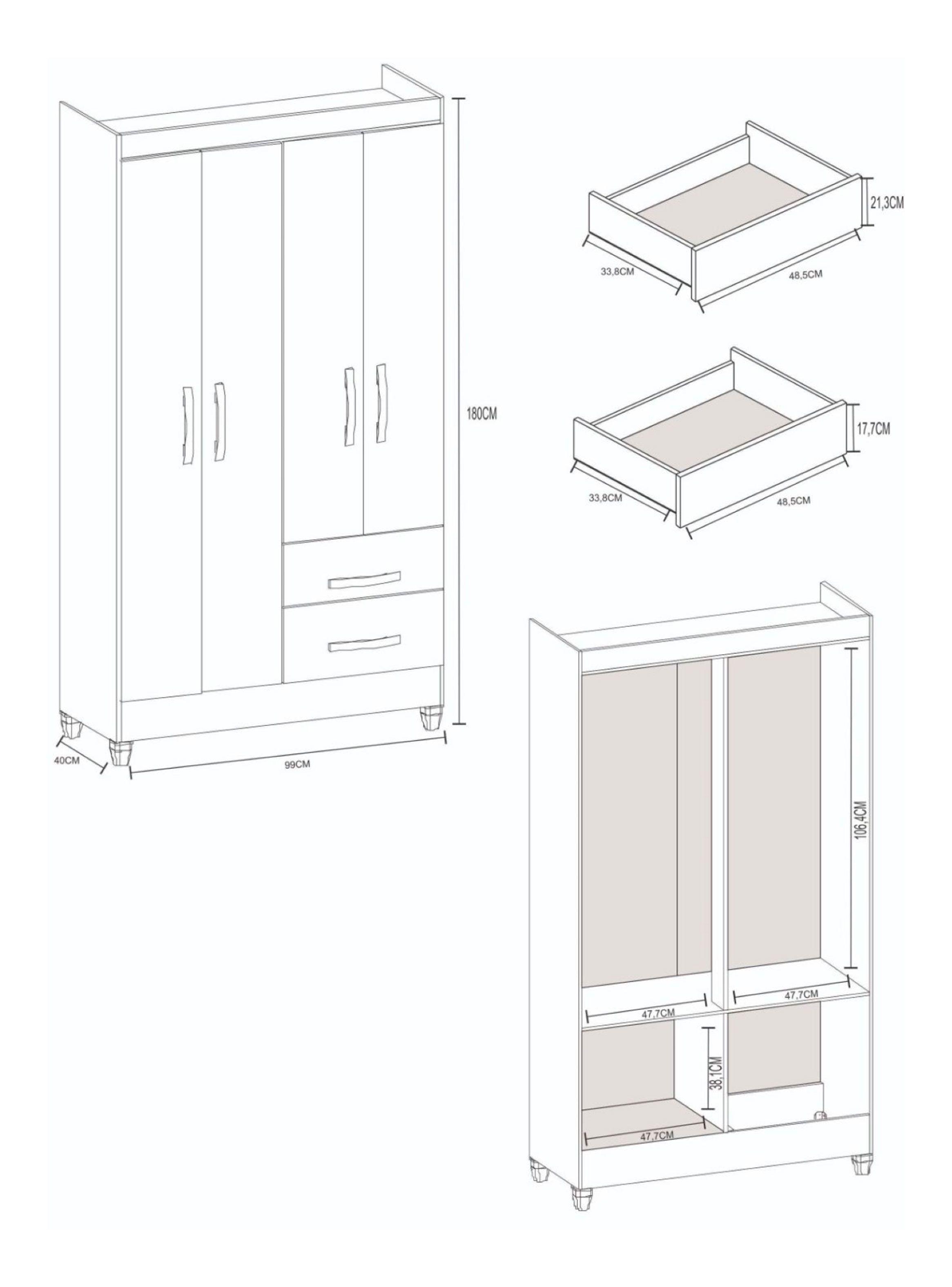 Clóset Jazmin Bicolor 4 Cajones 2 Puerta-1