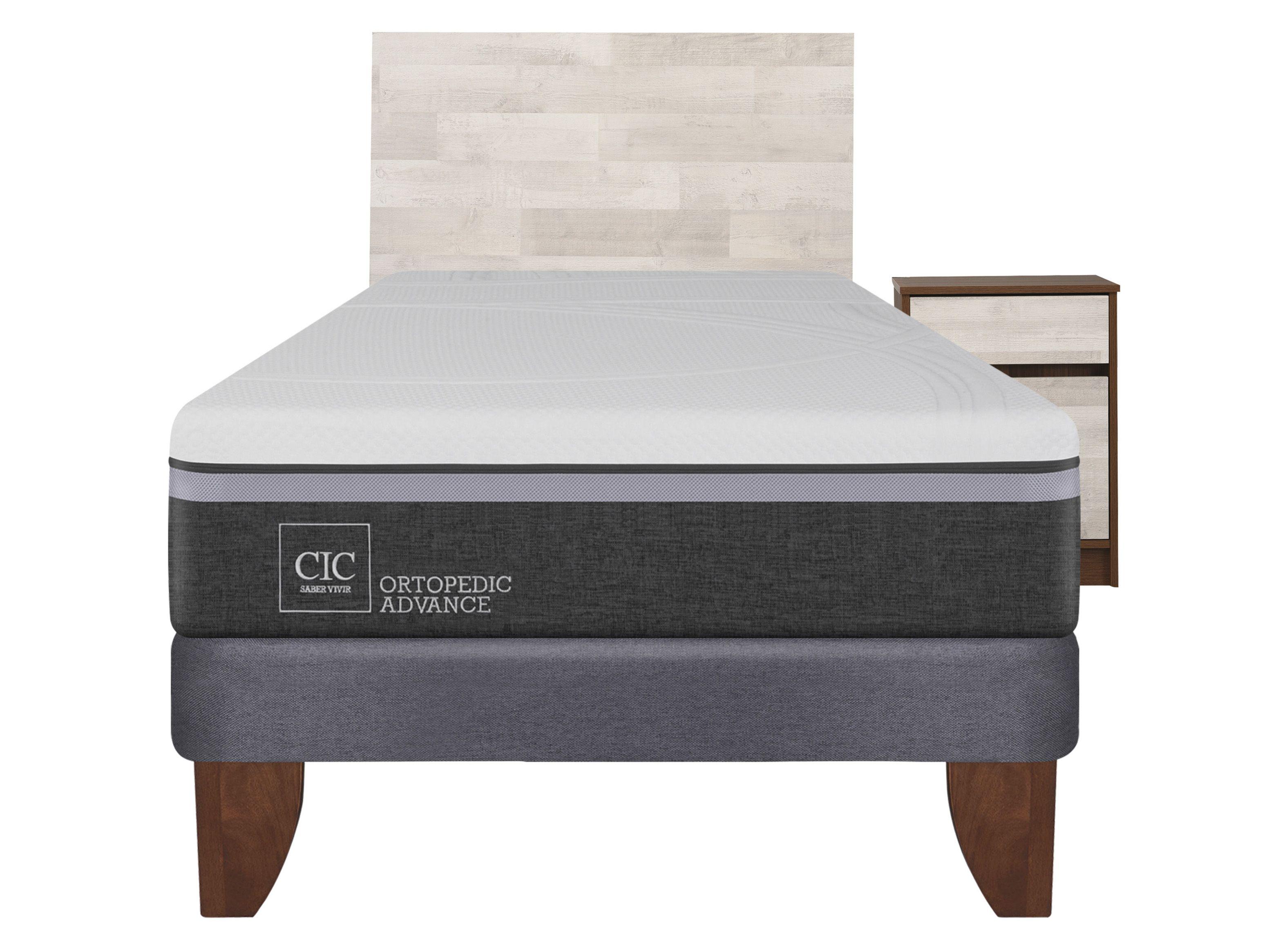 Cama Europea Ortopedic Advance 1.5 Plazas + Set Muebles Legno-2