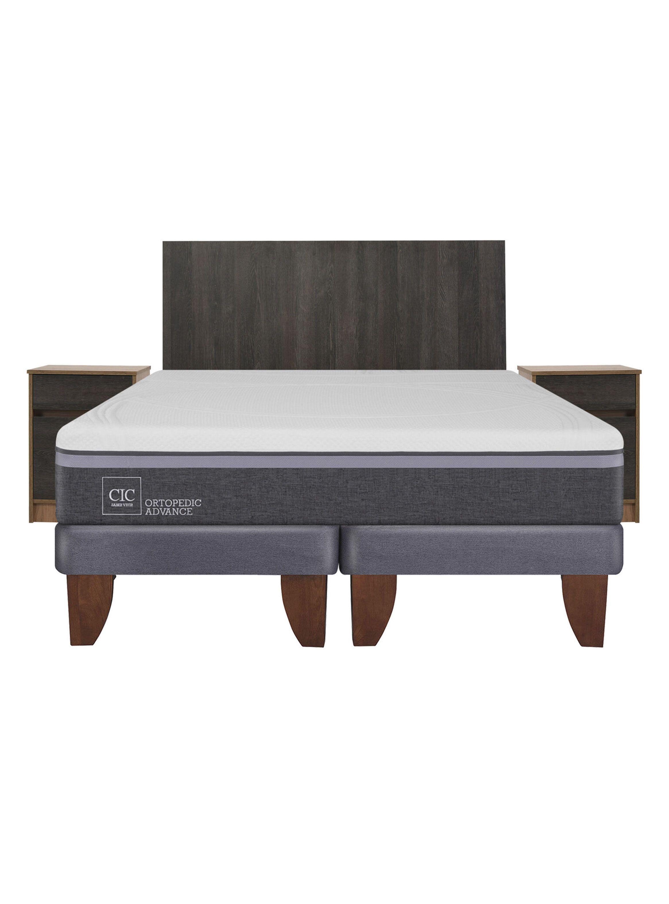 Cama Europea Ortopedic Advance 2 Plazas Base Dividida + Set Muebles Espresso-2