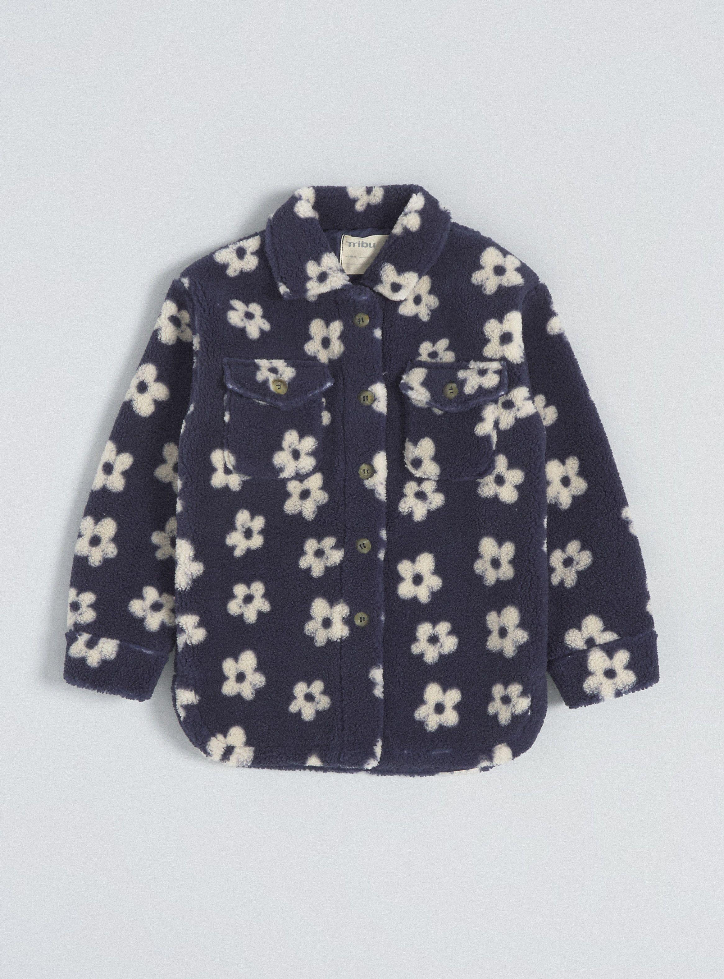 Chaqueta Sherpa Bolsillos Estampado Flores-2