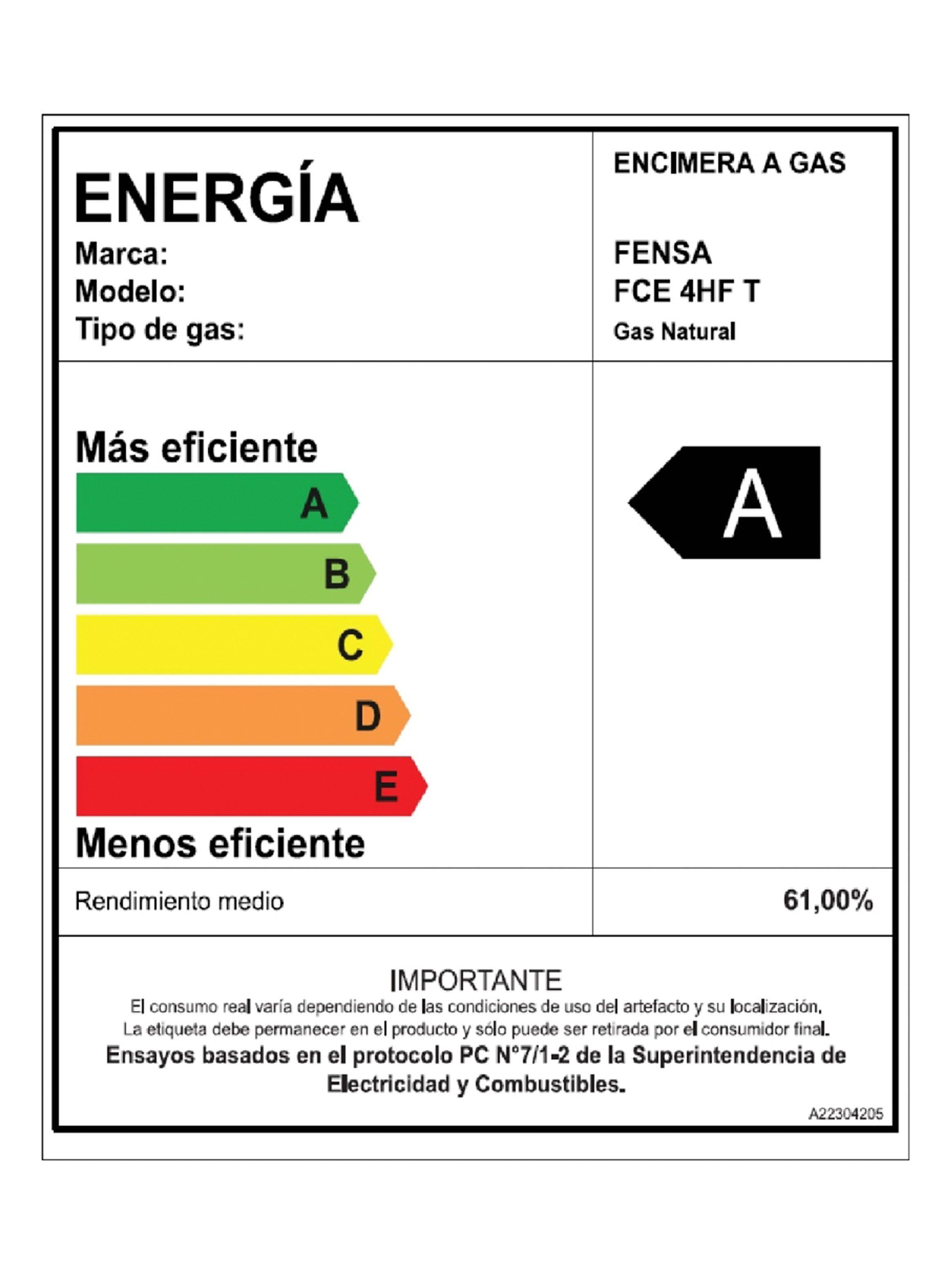 Encimera a Gas 4 Quemadores FCE 4HF T Acero-5