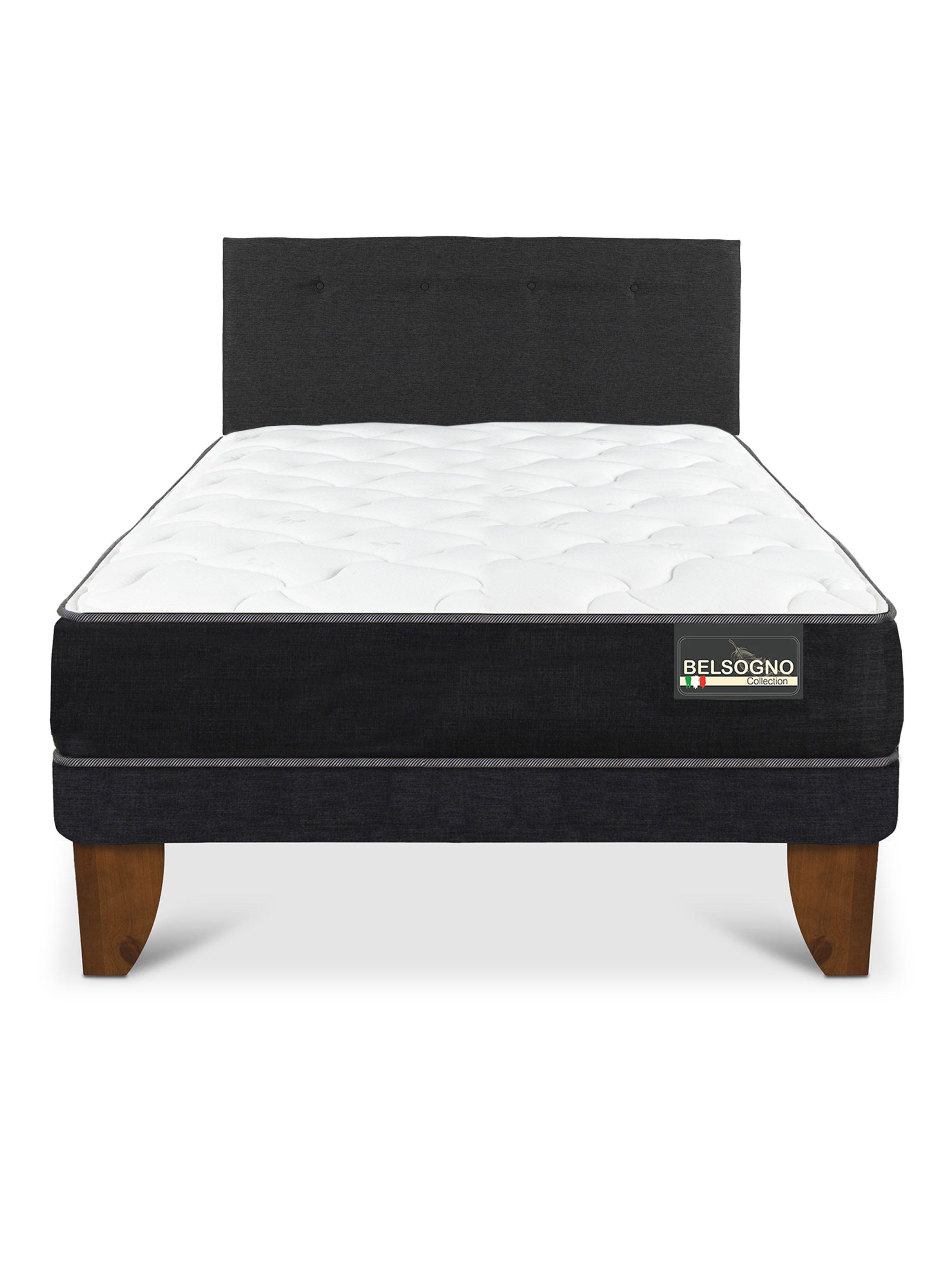 Cama Europea Belsogno 1.5 Plazas + Respaldo Black-2