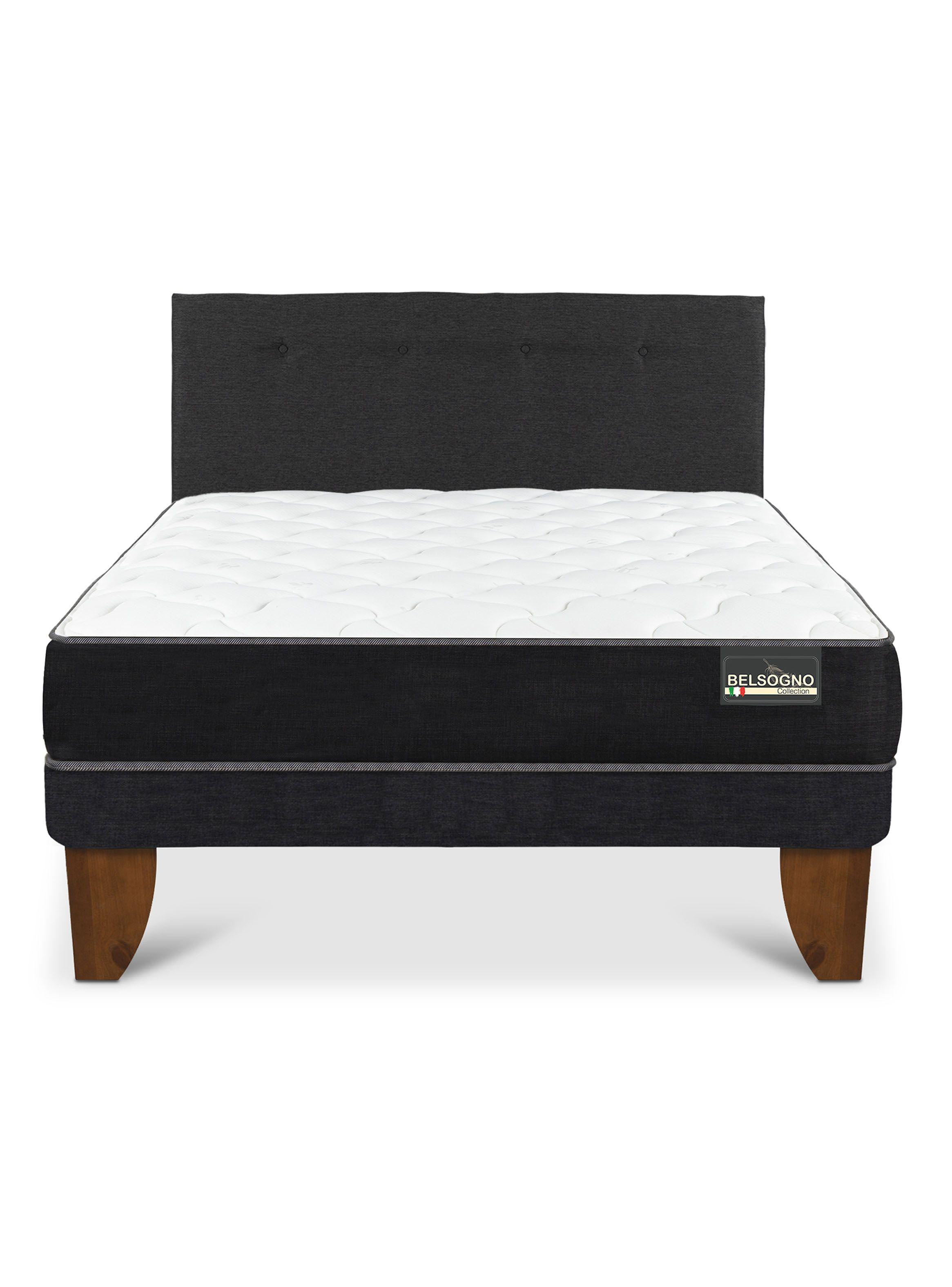Cama Europea Belsogno 2 Plazas + Respaldo Black-2