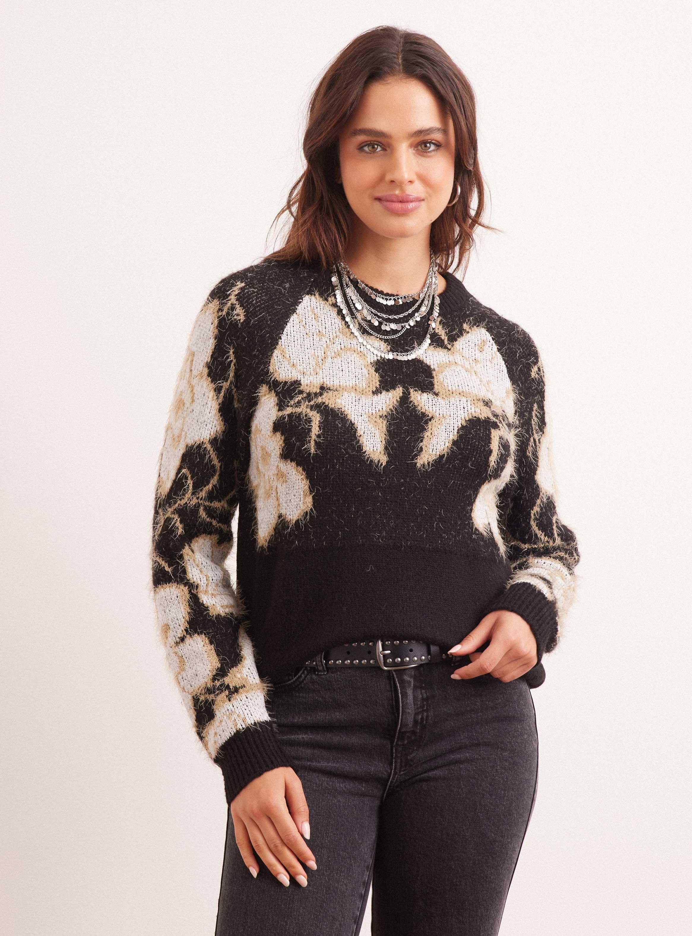 Sweater Dibujo en Jacquard con Hilado Contratono-0