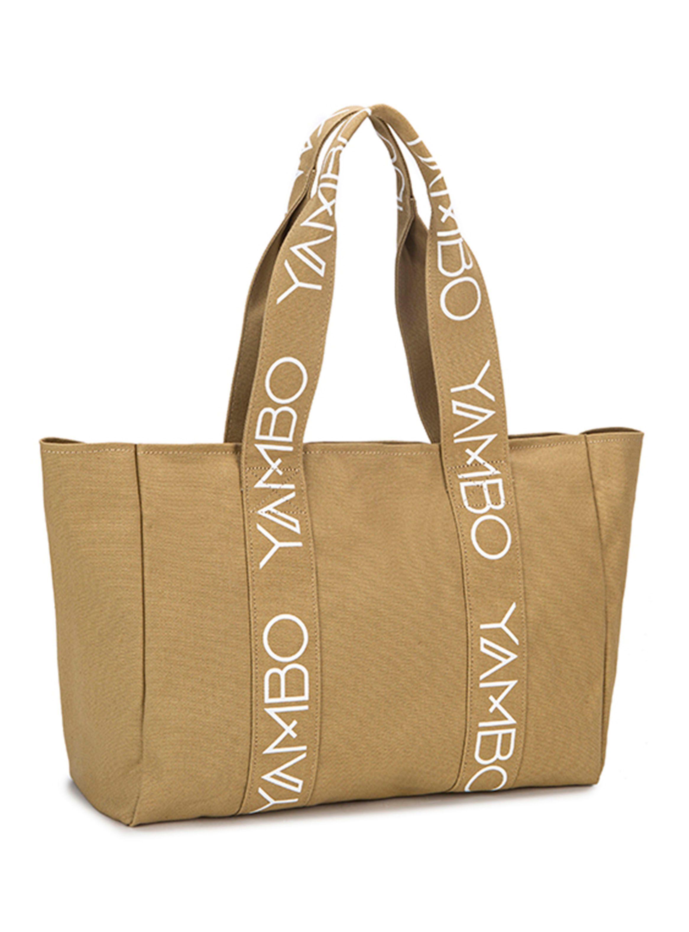 Bolso de Playa con Cierre Metálico Beige-1