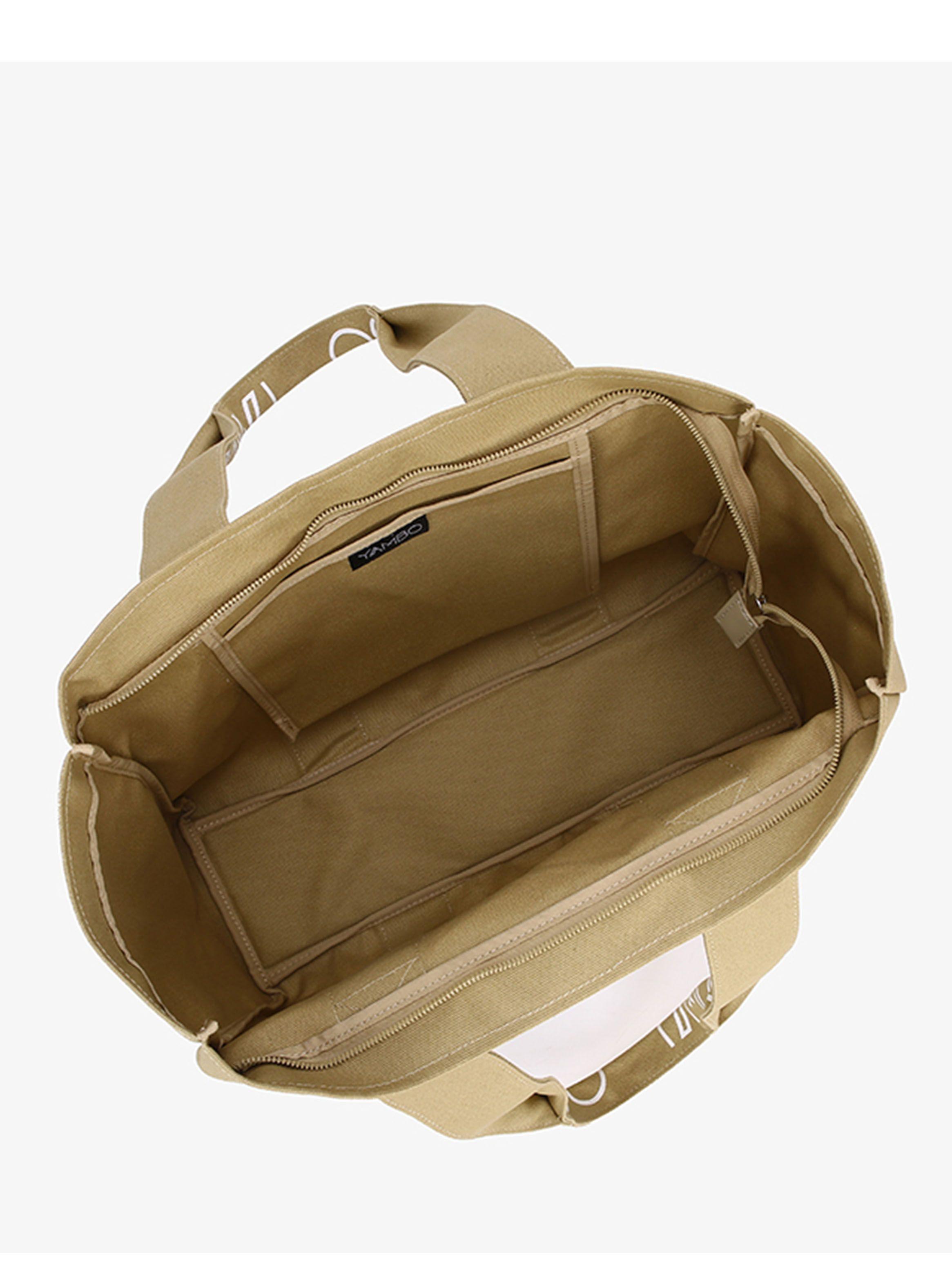 Bolso de Playa con Cierre Metálico Beige-2