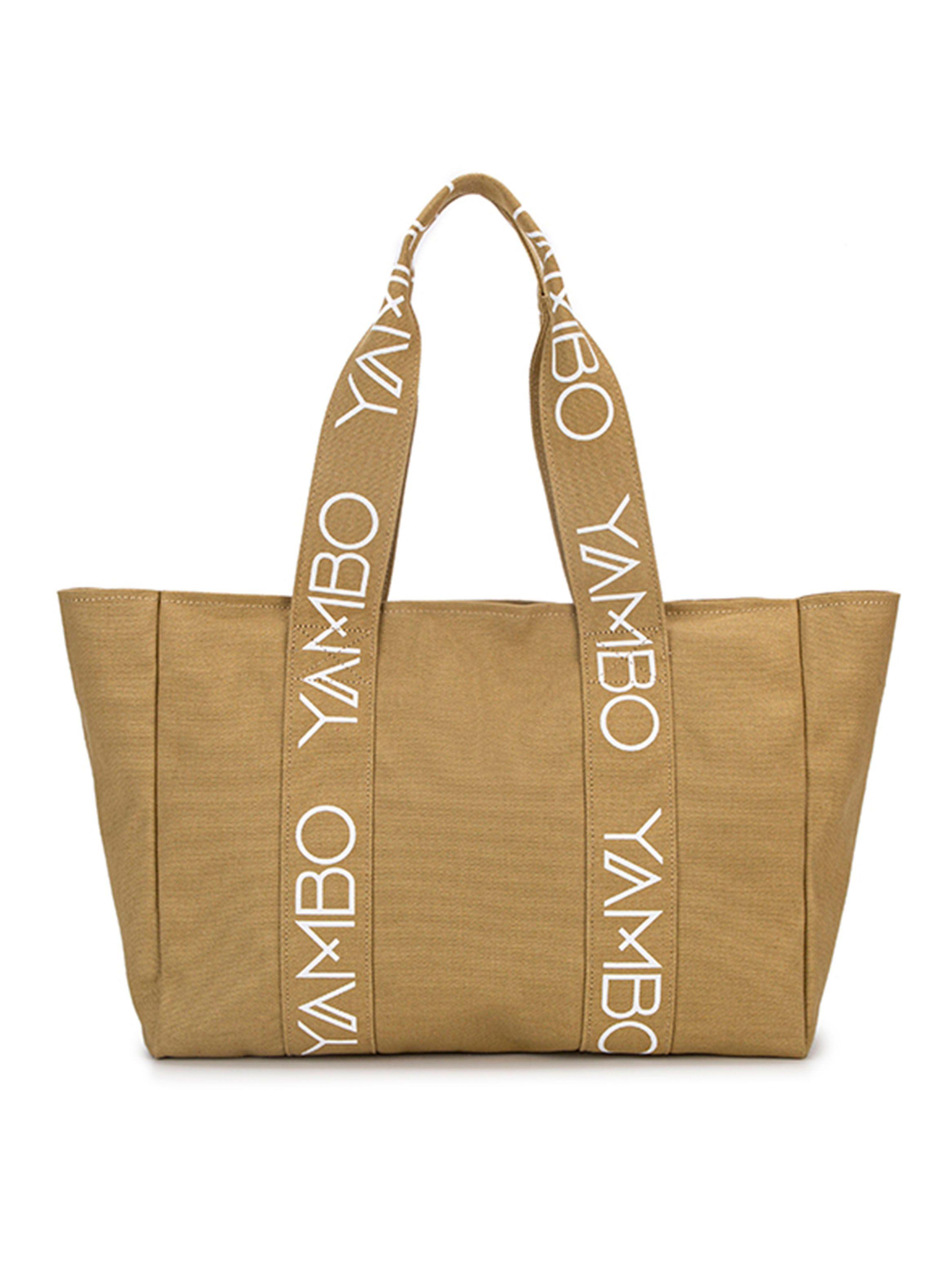 Bolso de Playa con Cierre Metálico Beige-0