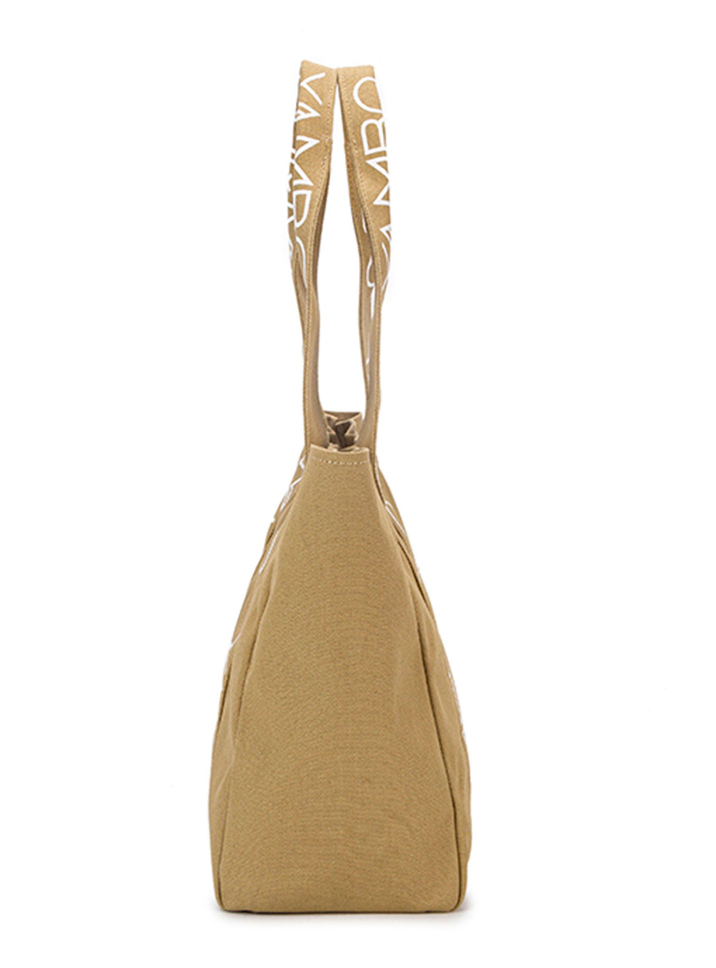 Bolso de Playa con Cierre Metálico Beige-3