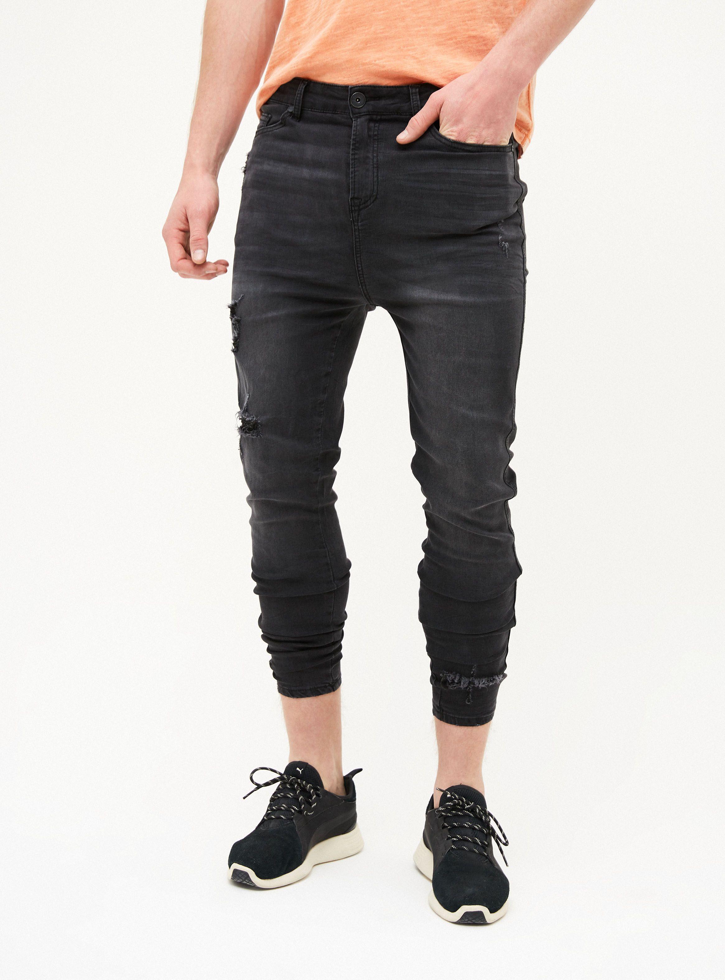 Jeans Negro Tapered Fit Roturas JJO-0