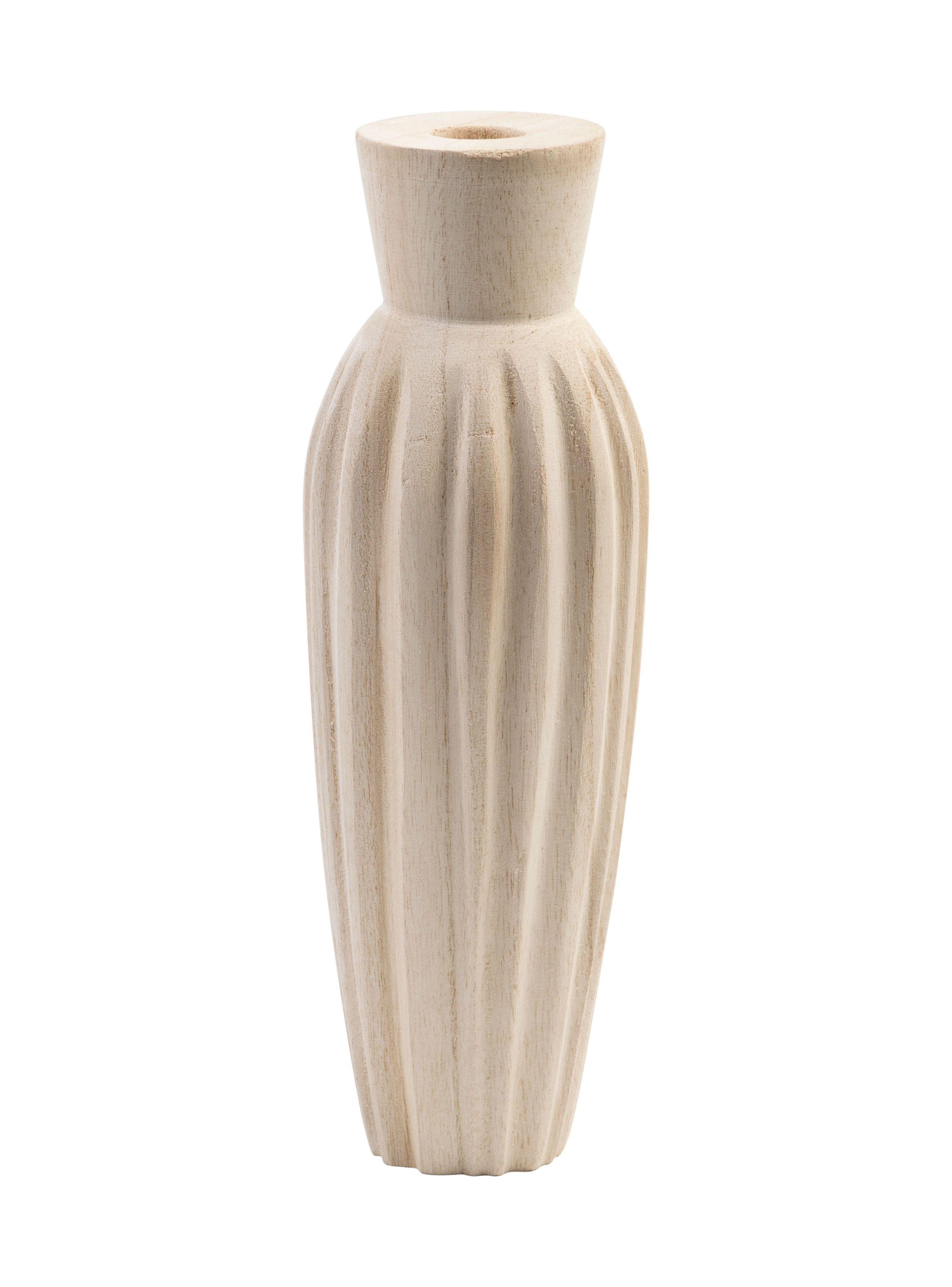 Jarrón Madera Blanco 30 cm-0