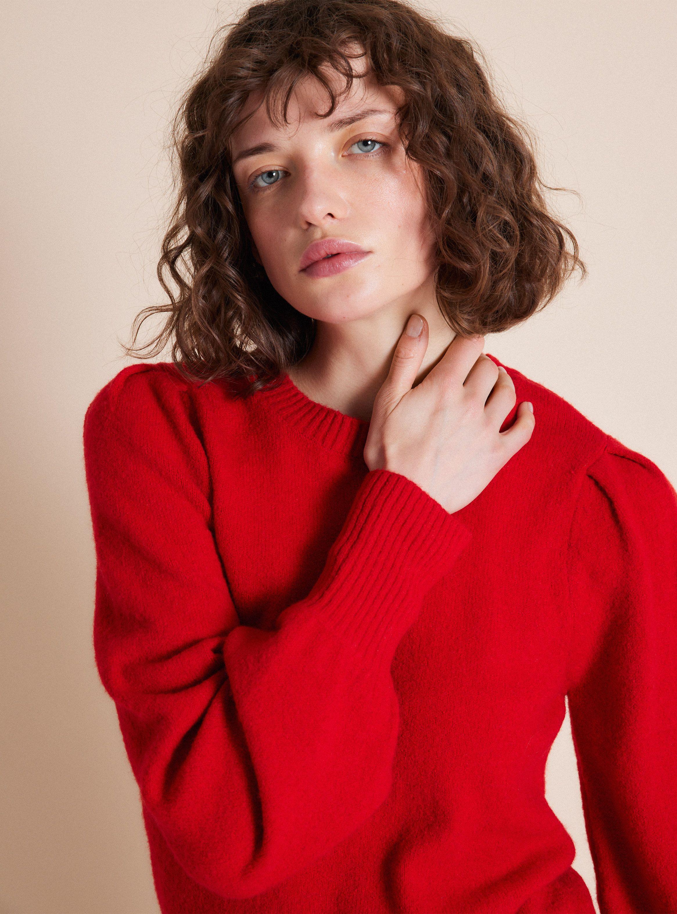 Sweater Manga Abullonada con Lana-2