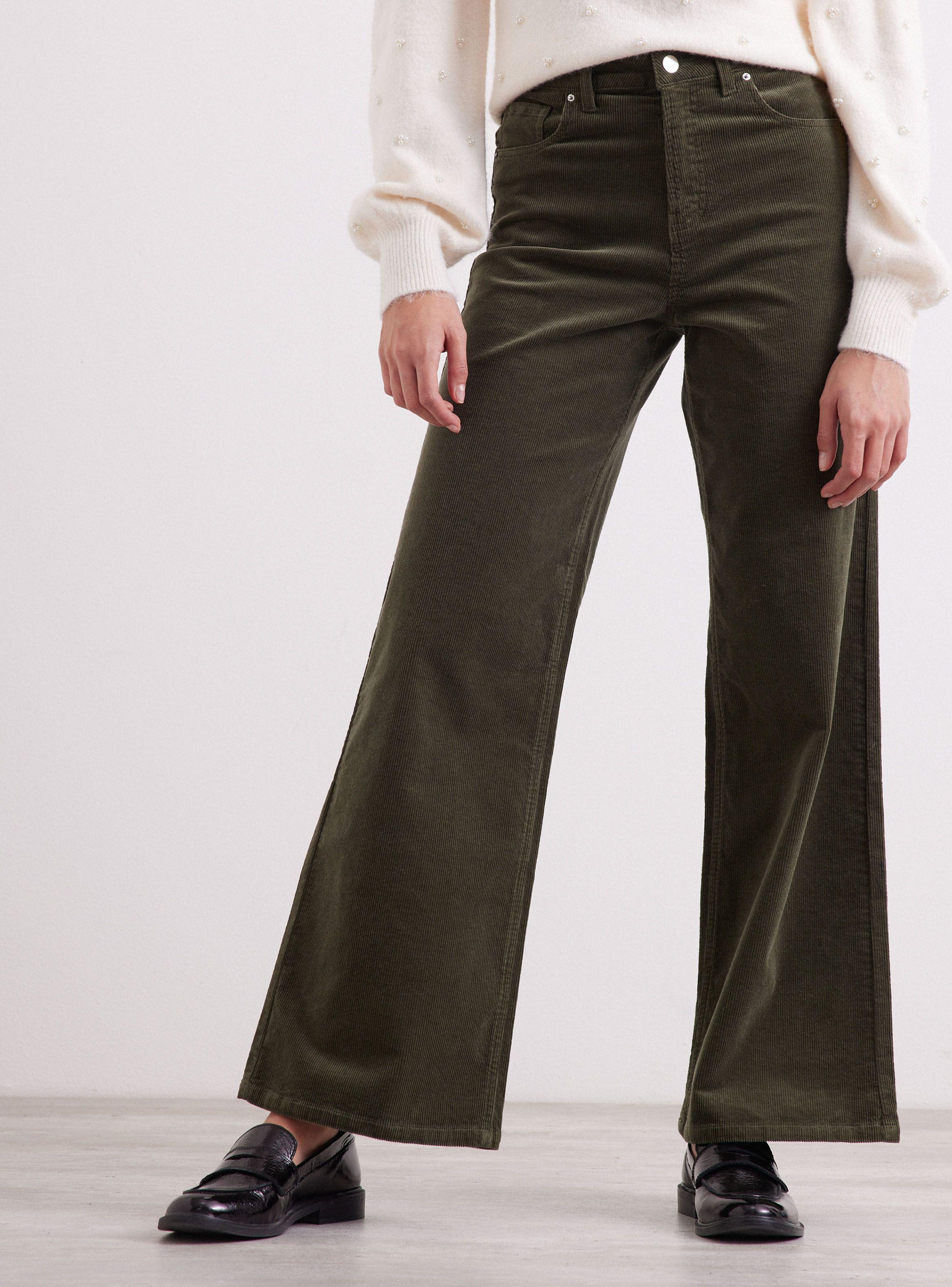 Pantalón Cotelé Tiro Alto Wide Leg-0