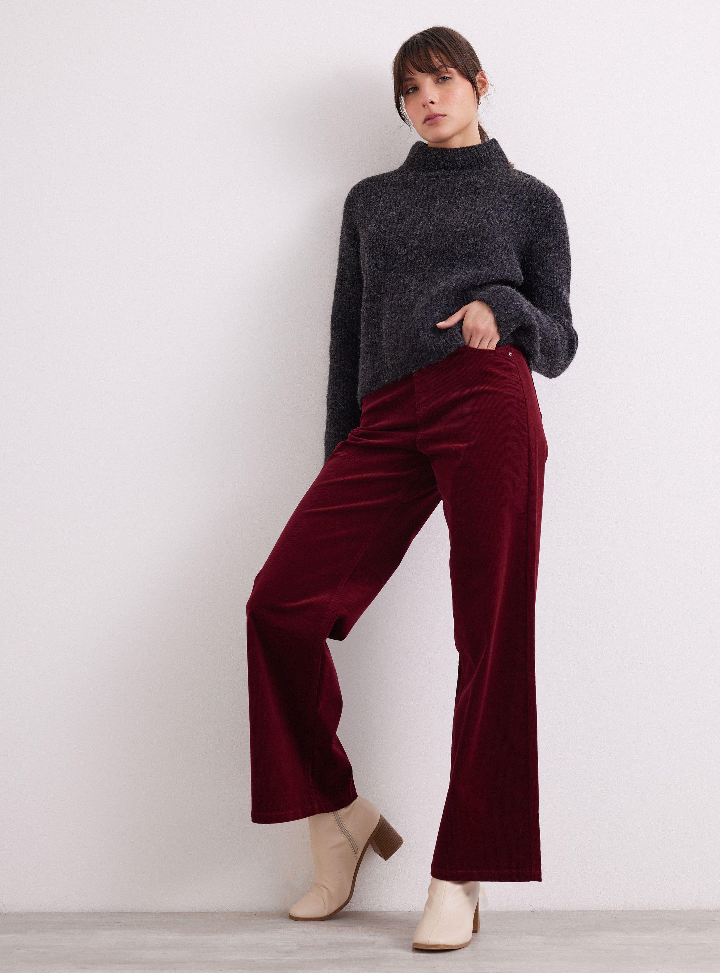 Pantalón Cotelé Tiro Alto Wide Leg-4