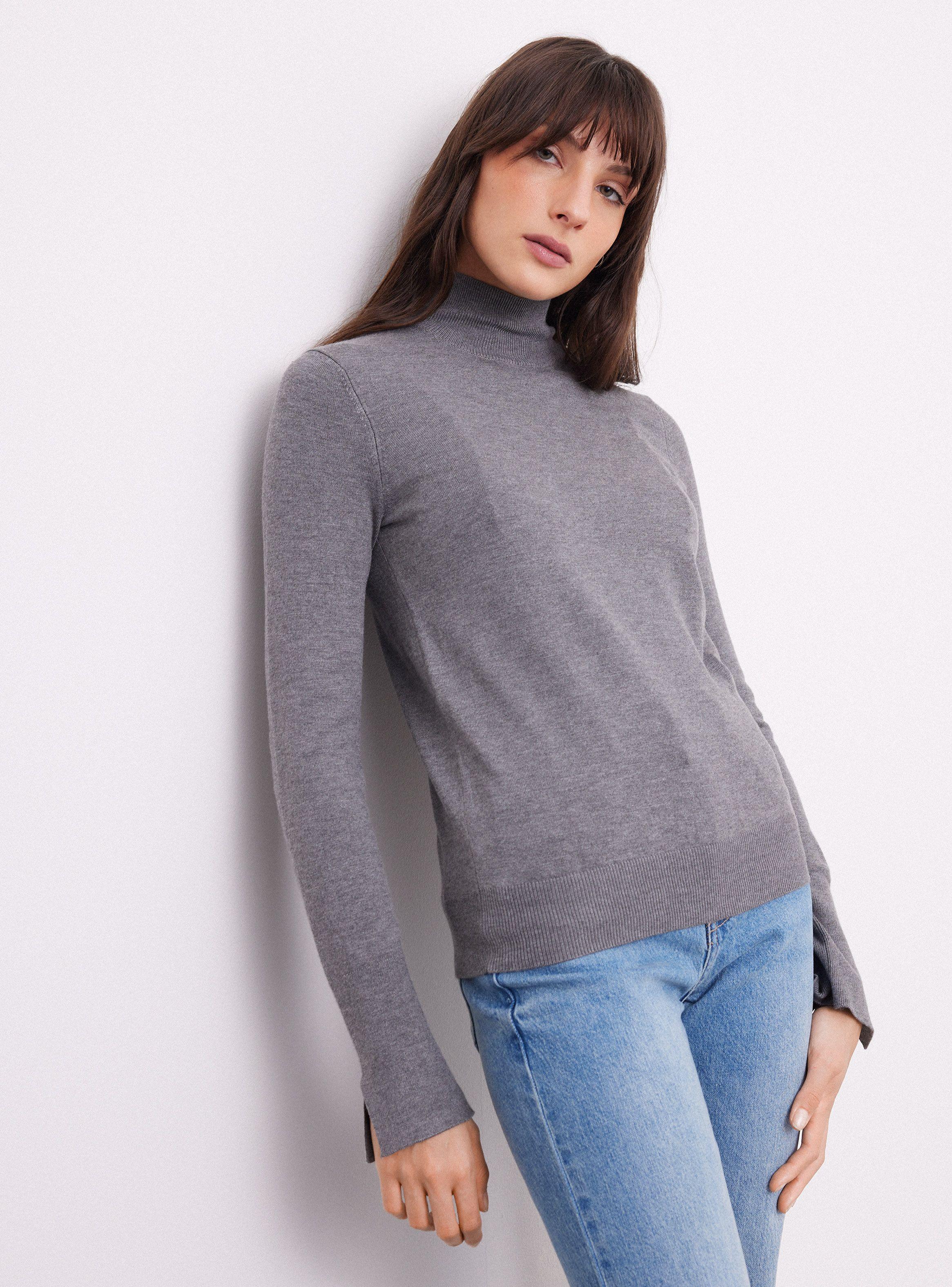 Sweater Cuello Alto Manga Larga Puño Aberturas-0
