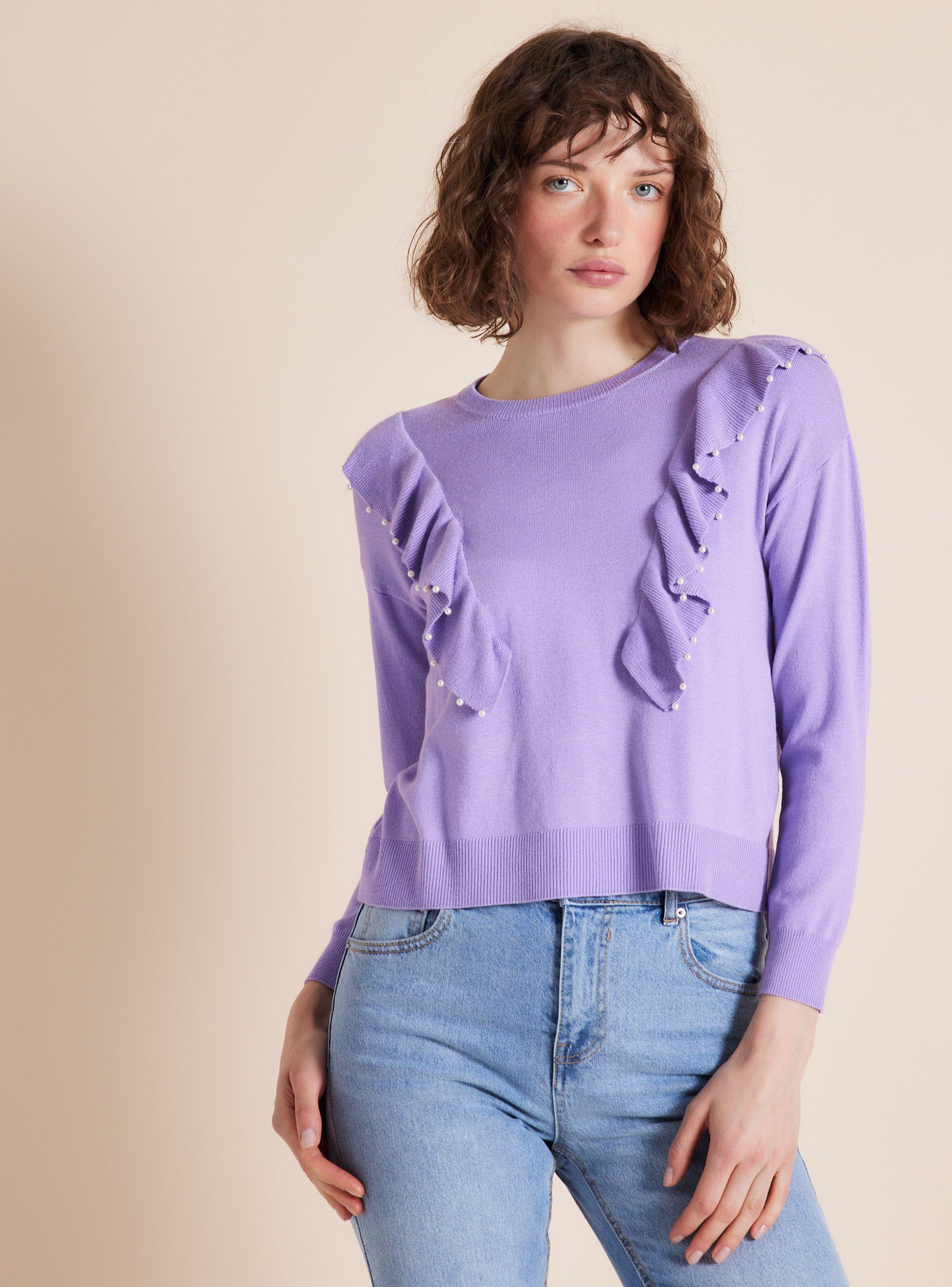 Sweater Vuelos con Aplicación Perlas-0